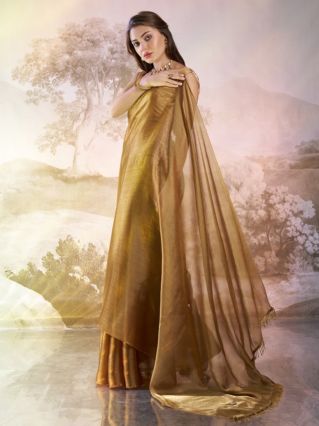 Laxminam OP-905 Designer Burberry Organza Saree Collection - Image 4