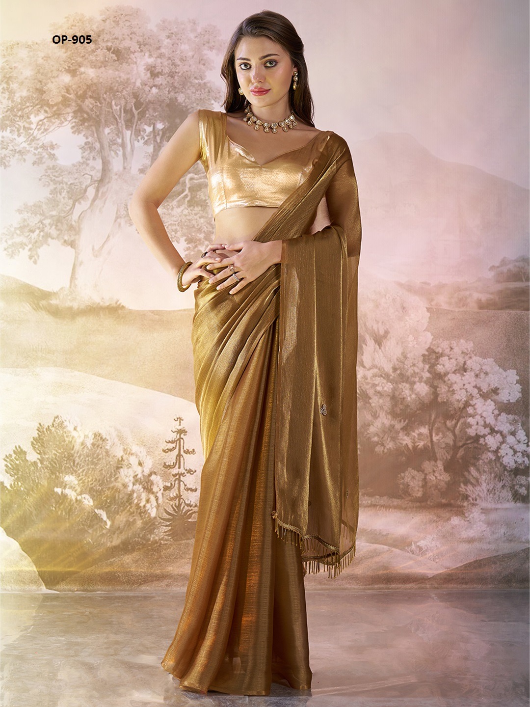 Laxminam OP-905 Designer Burberry Organza Saree Collection