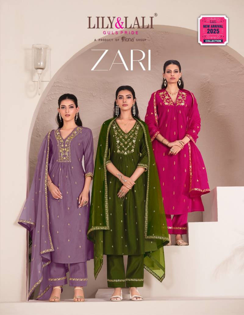 Lily And Lali Zari Viscose Embroidered Wholesale Kurti Bottom With Dupatta Collection