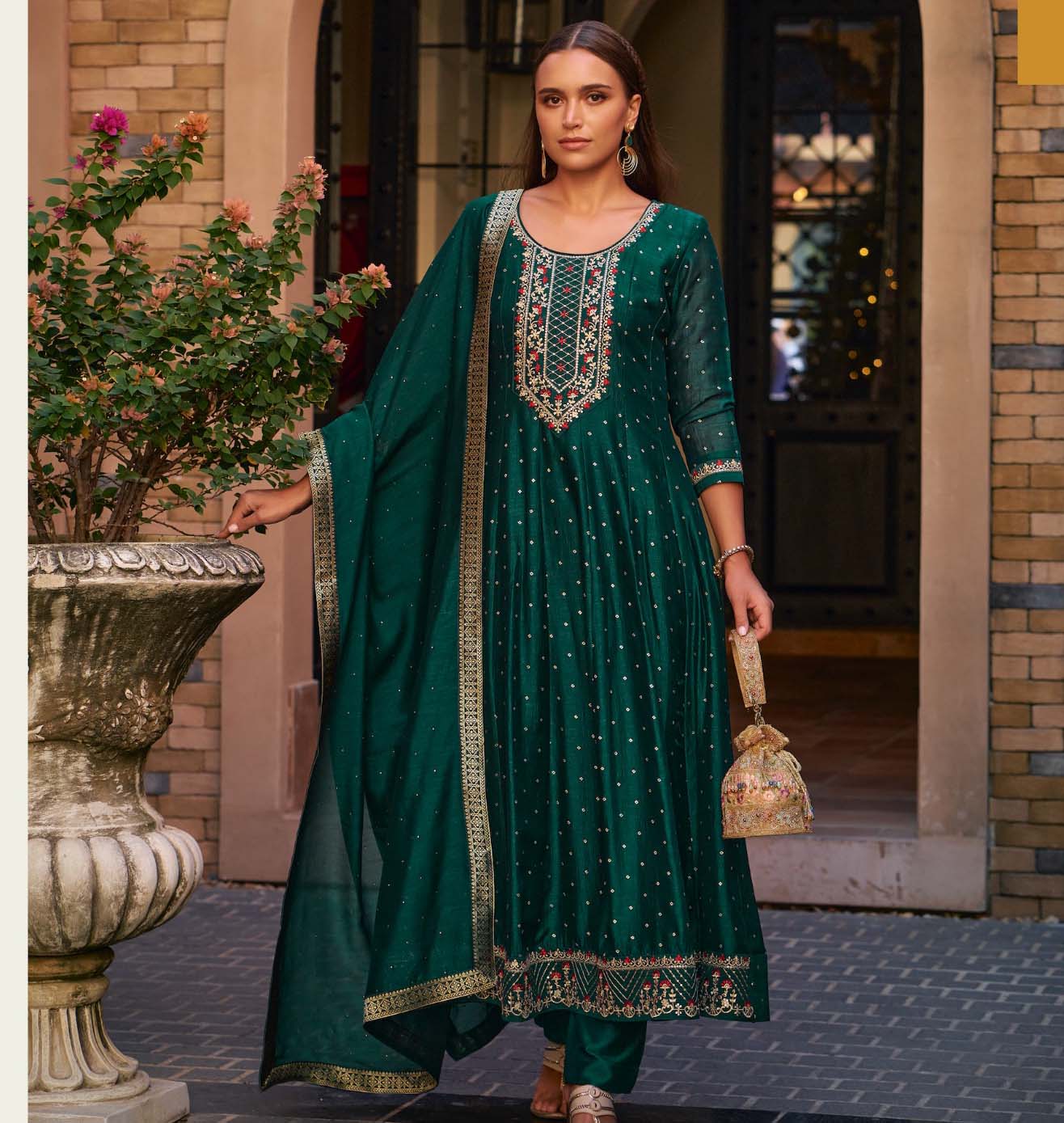 Lily & Lali Anarkali Vichitra Silk Wholesale Readymade Salwar Suit Catalog