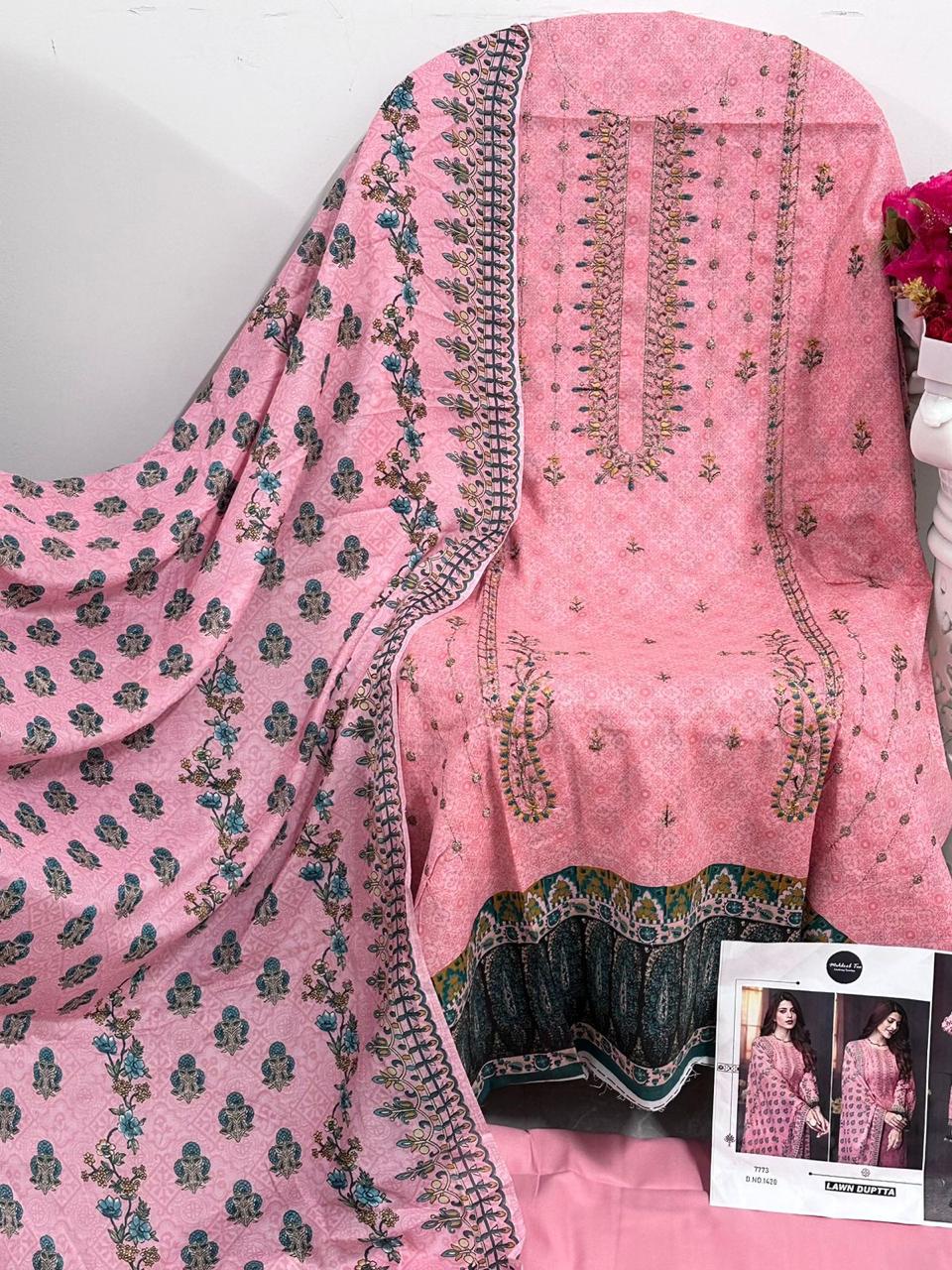 Mehboob Tex 1420 And 1421 Chiffon Dupatta Wholesale Pakistani Salwar Suit Catalog