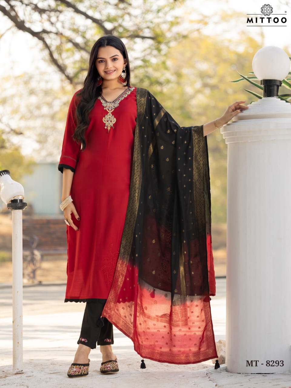 Mittoo Mt 8293 Casual Wear Viscose Silk Wholesale Kurti Bottom With Dupatta Collection