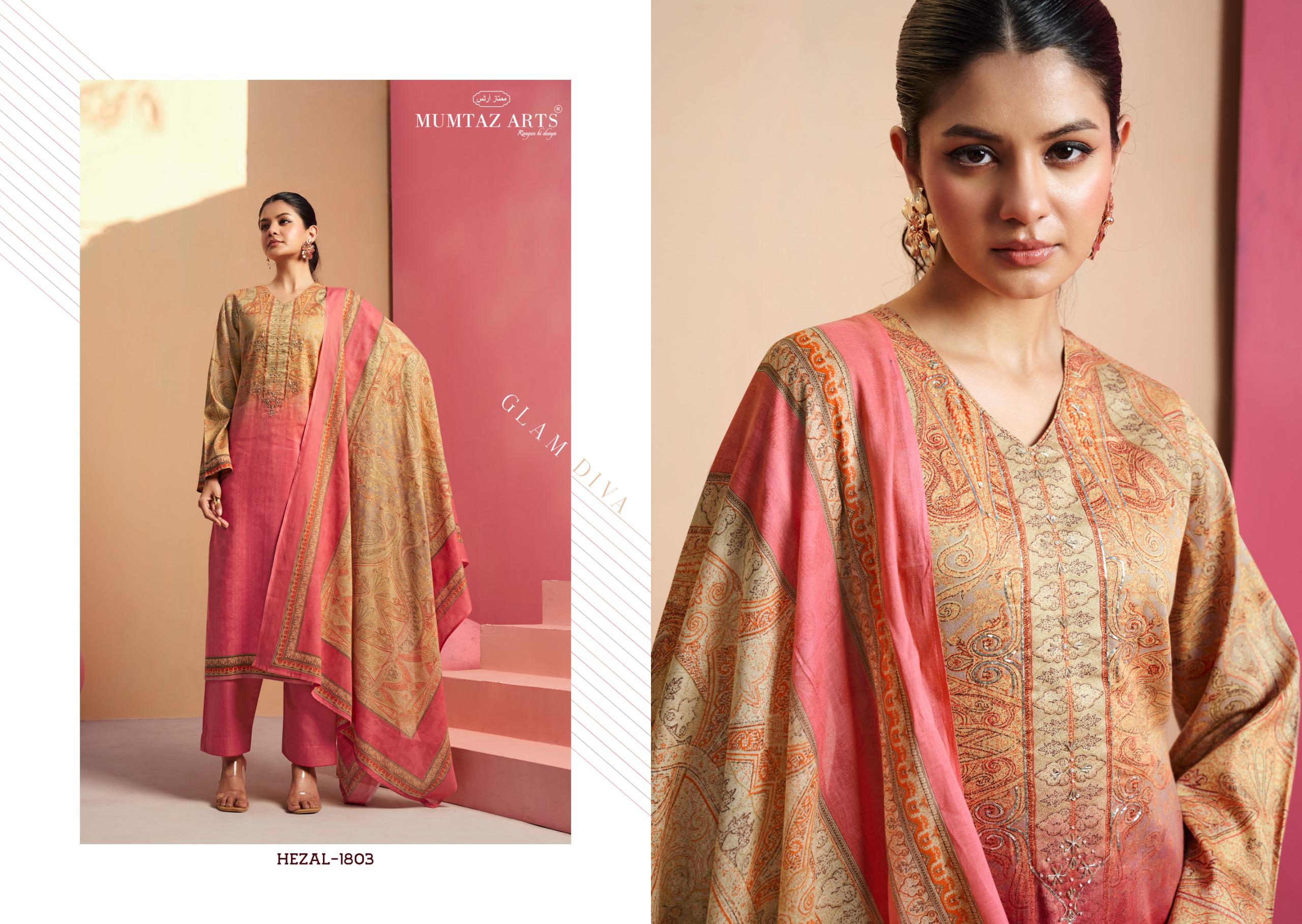 Mumtaz Hazel Jam Satin Digital Printed Wholesale Dress Material Collection - Image 3