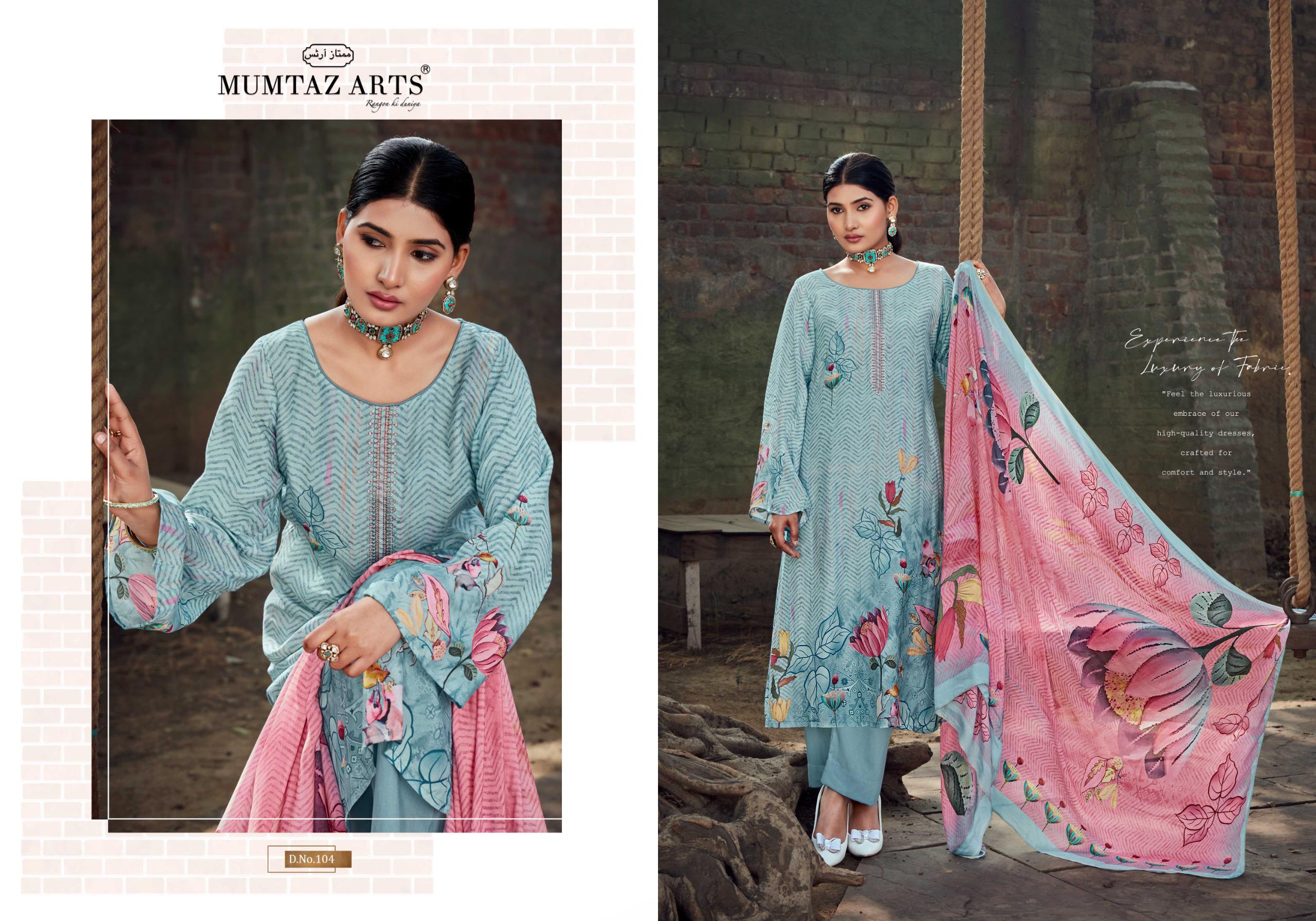 Mumtaz Tulip Tales Viscose Maslin Digital Printed Wholesale Dress Material Catalog - Image 3
