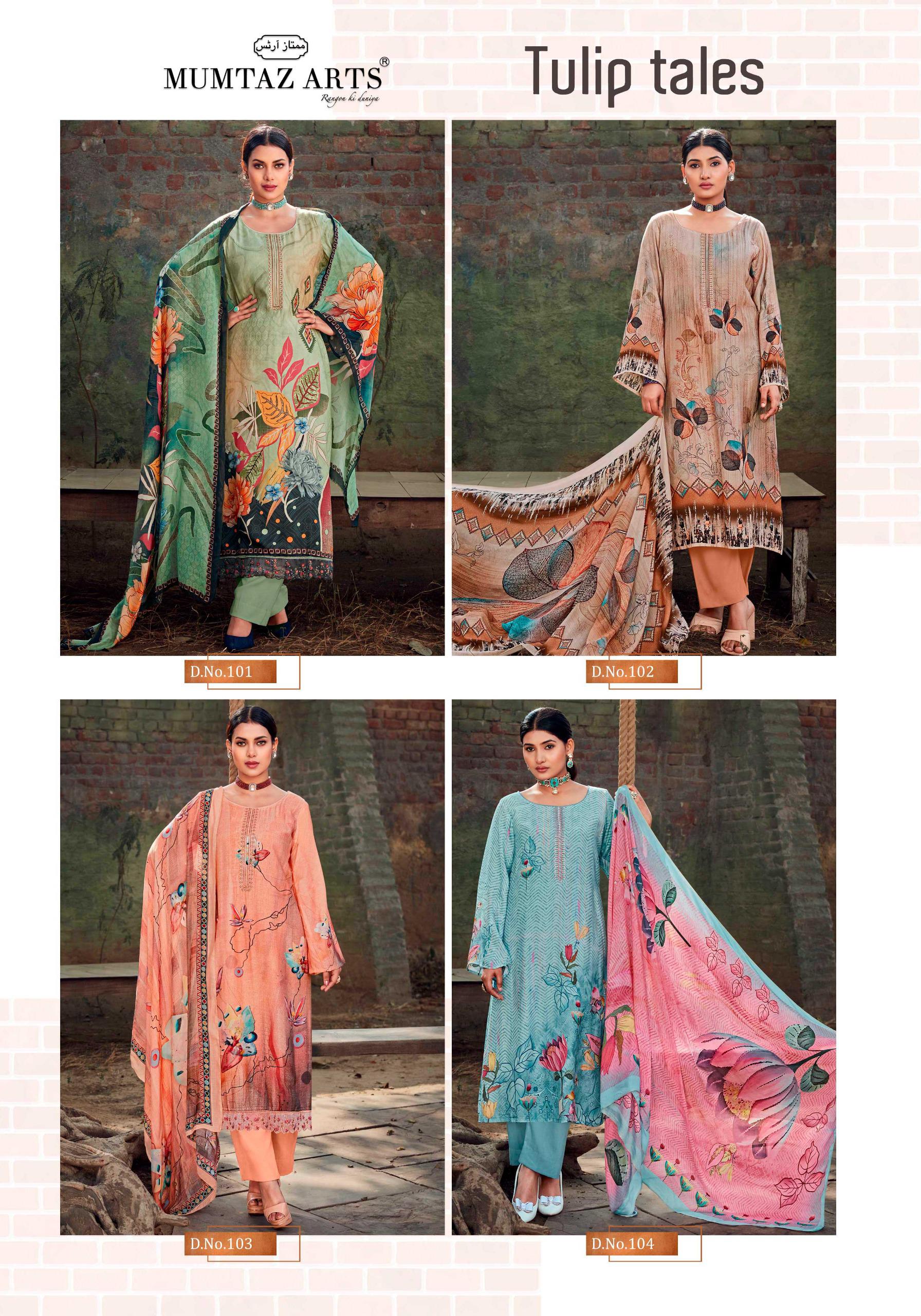 Mumtaz Tulip Tales Viscose Maslin Digital Printed Wholesale Dress Material Catalog - Image 6