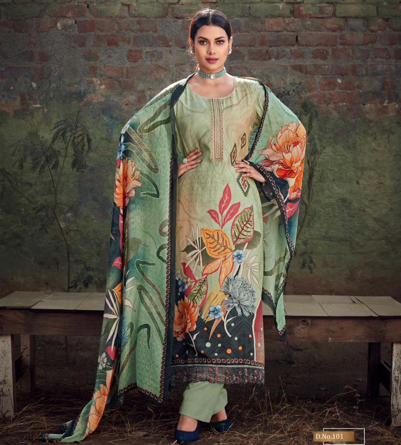 Mumtaz Tulip Tales Viscose Maslin Digital Printed Wholesale Dress Material Catalog