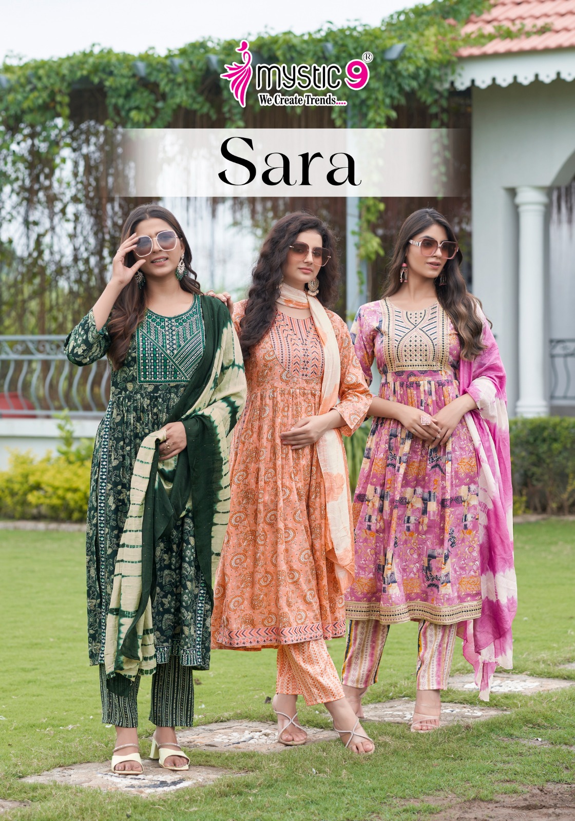 Mystic 9 Sara Vol-14 Rayon Wholesale Kurti With Pant Dupatta Collection