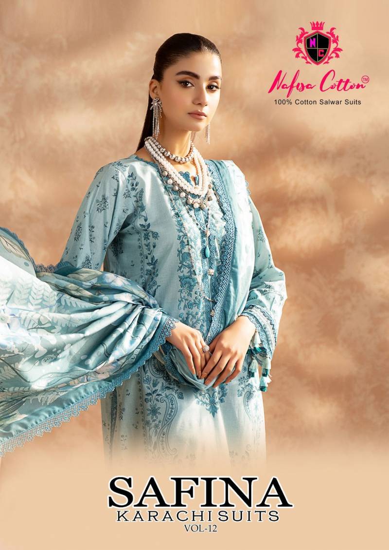 Nafisa Safina Vol 12 Cotton Digital Printed Wholesale Pakistani Eid Dress Material Collection