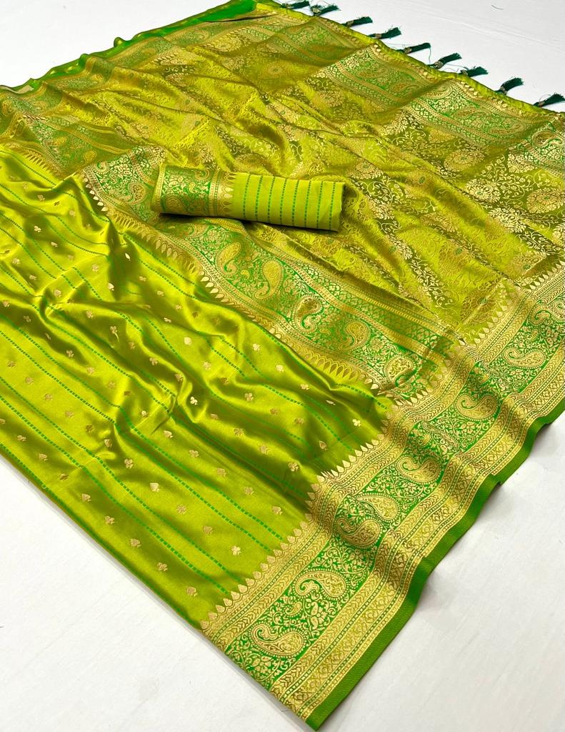 Rajtex Karnaal Silk Pure Satin Handloom Weaving Saree - Image 12