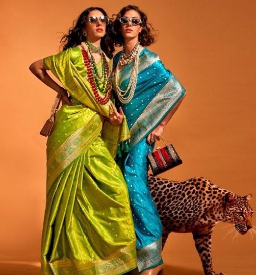 Rajtex Karnaal Silk Pure Satin Handloom Weaving Saree