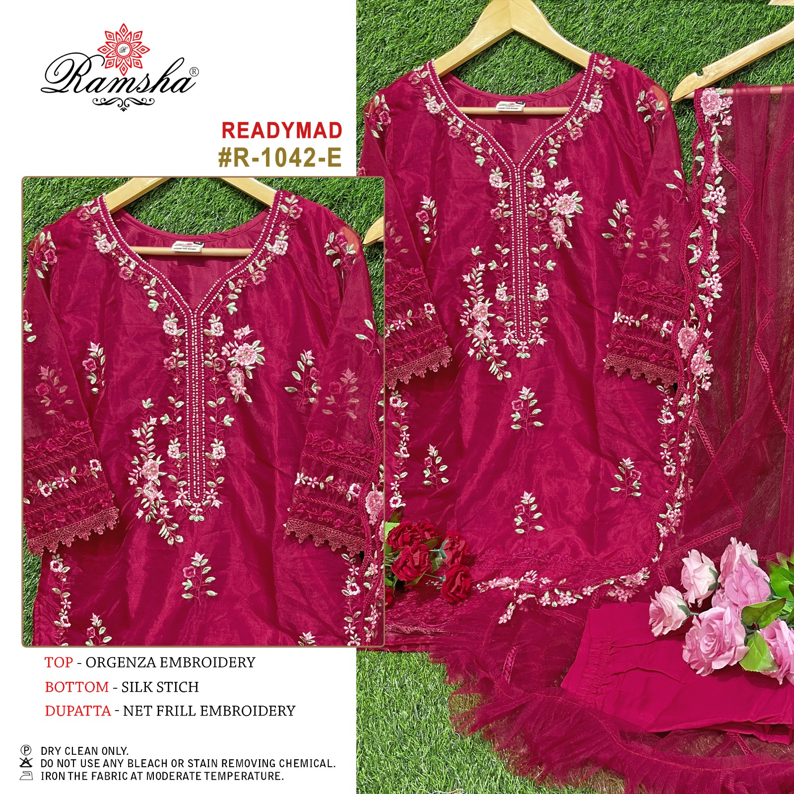 Ramsha R-1042 Orgenza Wholesale Pakistani Readymade Salwar Suit Catalog - Image 4