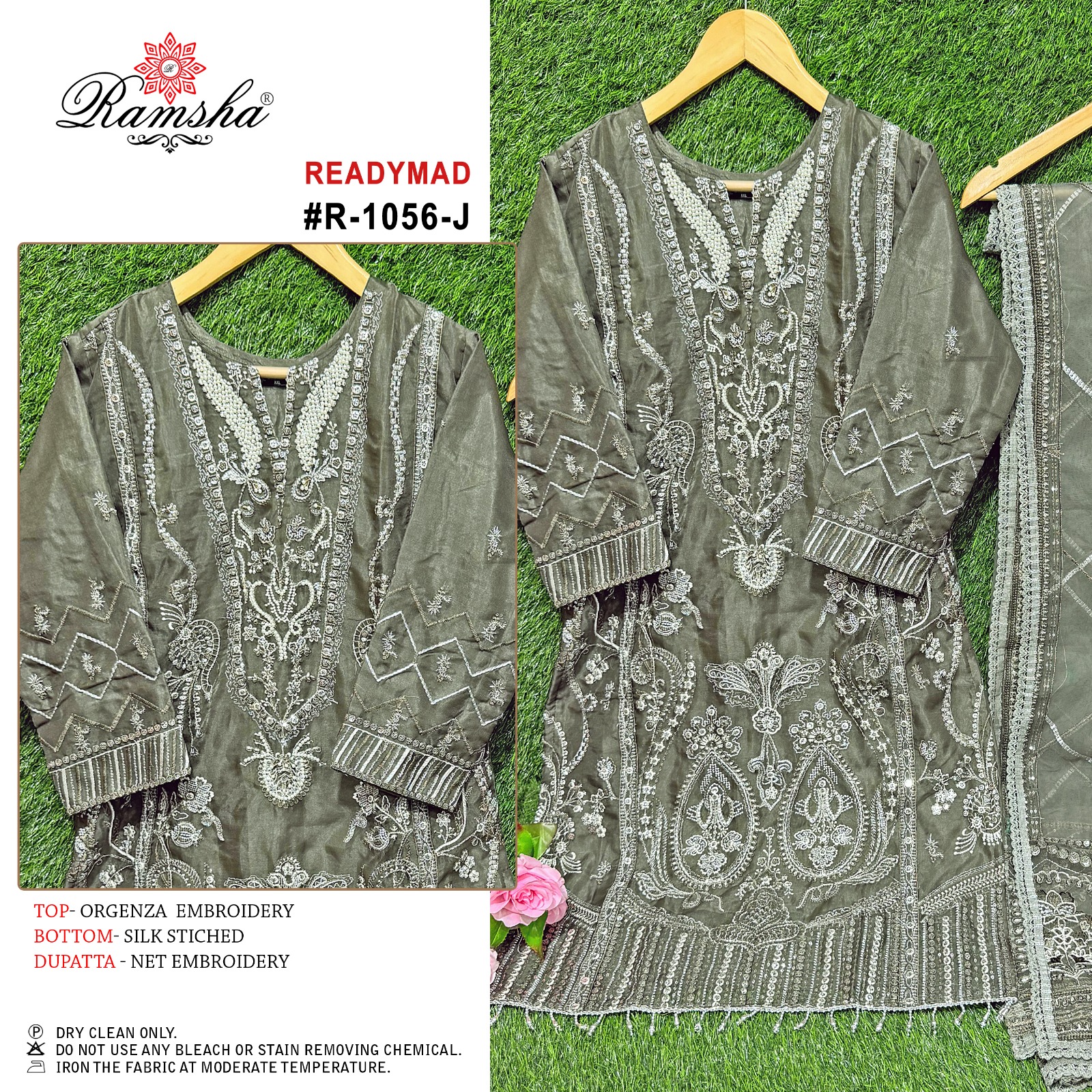 Ramsha R-1056 Nx Orgenza Wholesale Pakistani Readymade Salwar Suit Catalog - Image 3