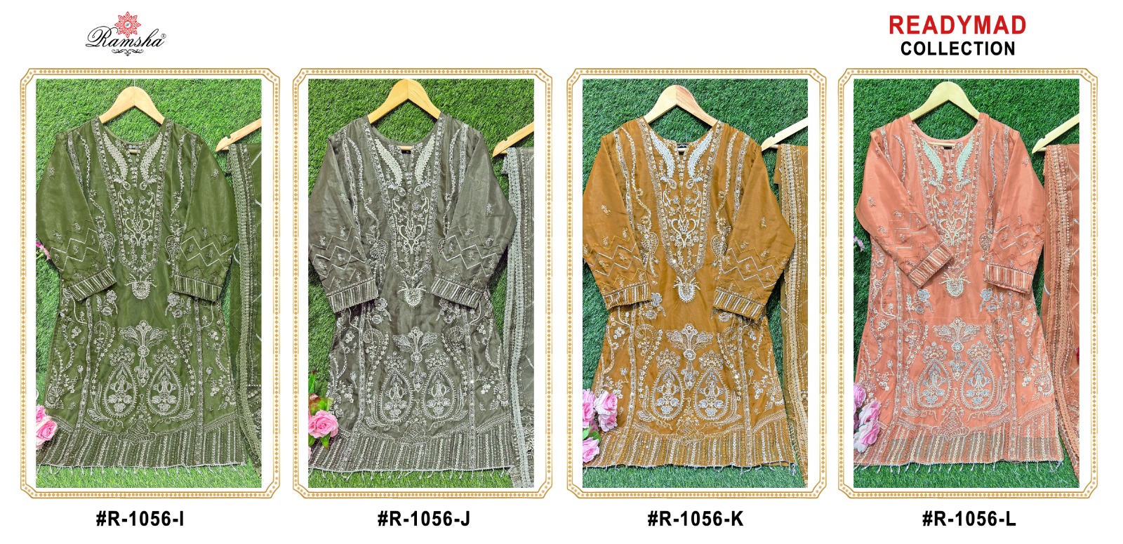 Ramsha R-1056 Nx Orgenza Wholesale Pakistani Readymade Salwar Suit Catalog - Image 5