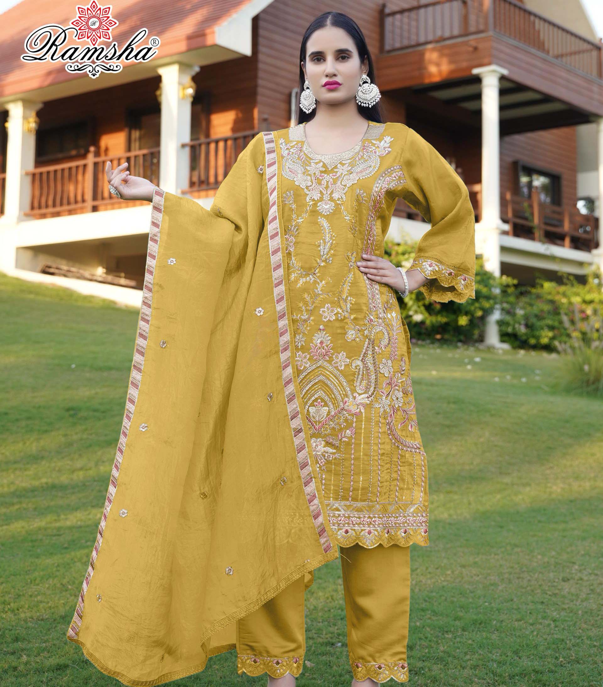 Ramsha R-1258 Nx Gold Crush Wholesale Pakistani Readymade Salwar Suit Catalog