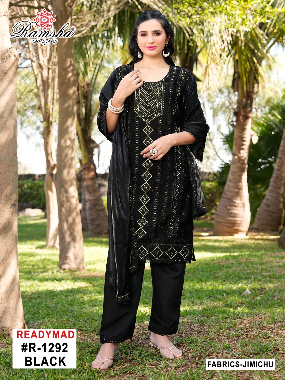 Ramsha R 1292 Cream And Black Jimmy Choo Wholesale Pakistani Readymade Eid Collection - Image 2