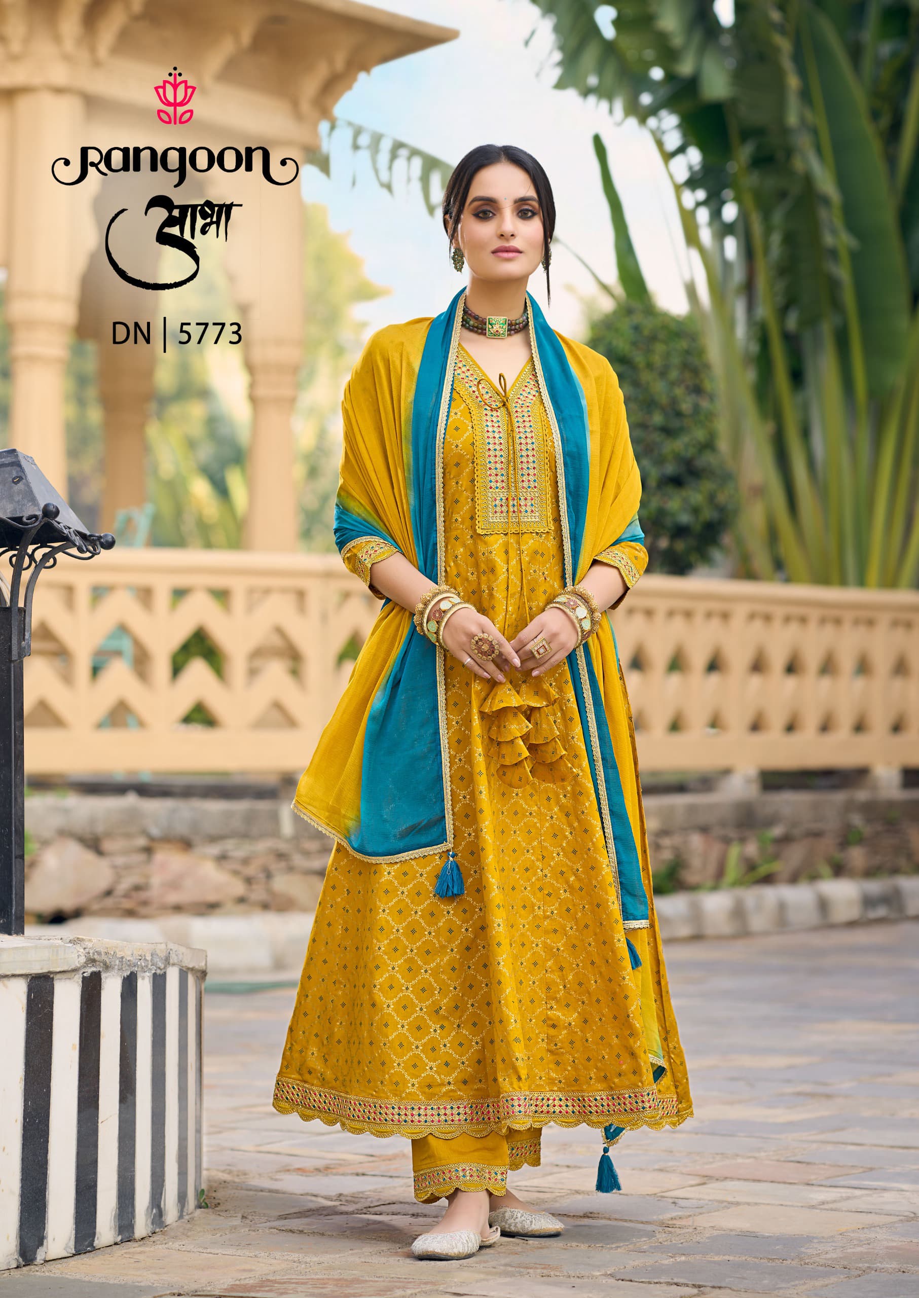 Rangoon Aabha Cotton Print With Fancy Codework Wholesale Kurti Bottom With Dupatta Collection - Image 4