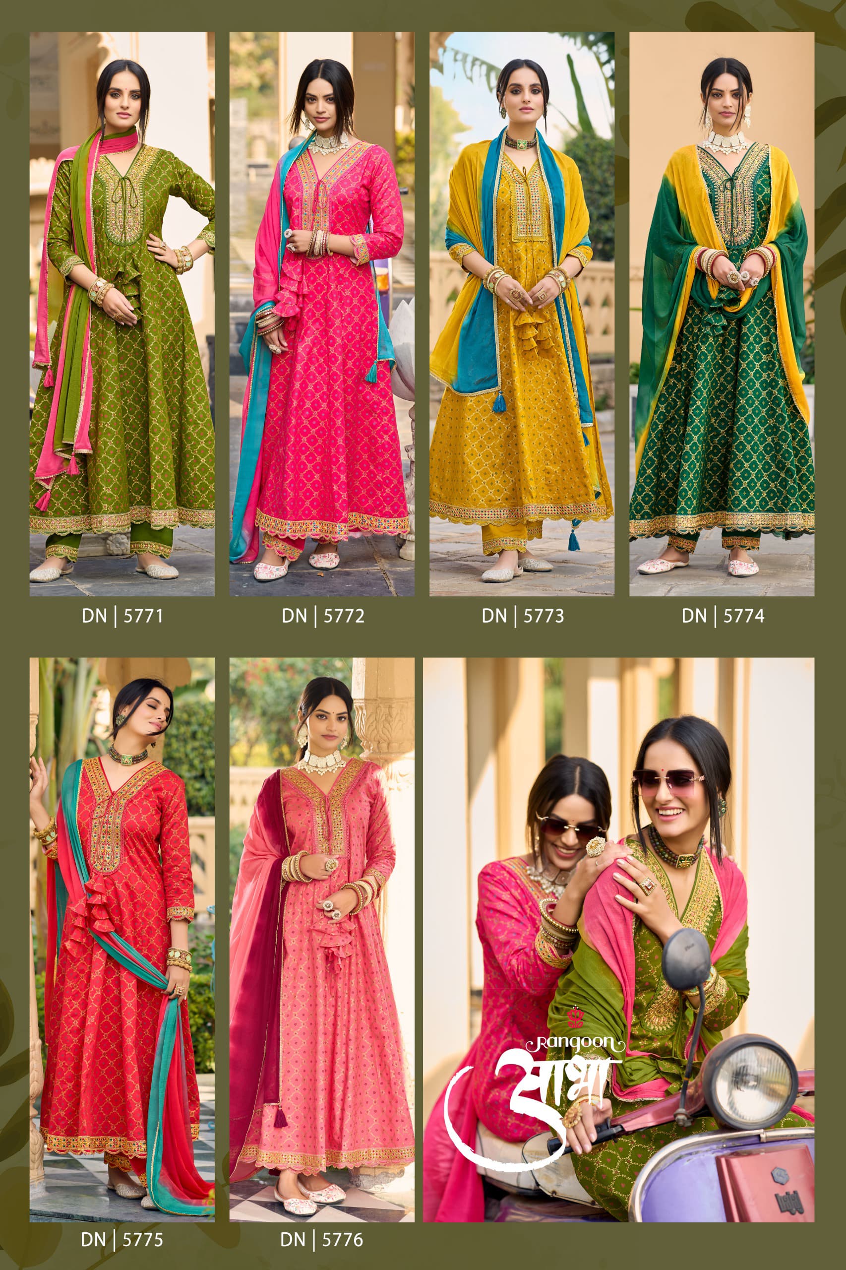 Rangoon Aabha Cotton Print With Fancy Codework Wholesale Kurti Bottom With Dupatta Collection - Image 8