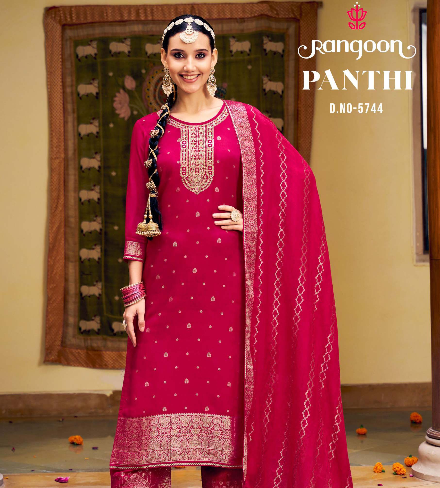 Rangoon Panthi Pure Muslin Jecaurd Wholesale Readymade Salwar Suit Catalog