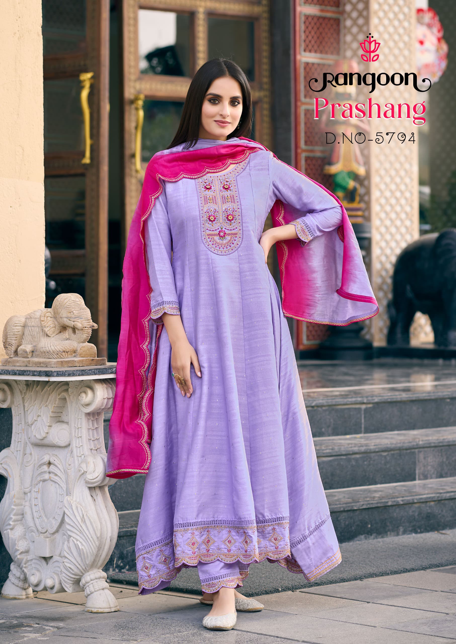 Rangoon Prashang Viscose Jacquard Wholesale Anarkali Style Readymade Suit Collection - Image 2