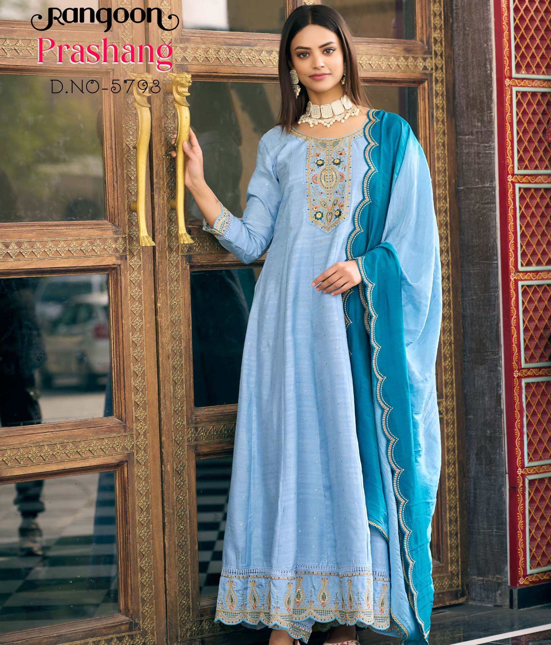 Rangoon Prashang Viscose Jacquard Wholesale Anarkali Style Readymade Suit Collection