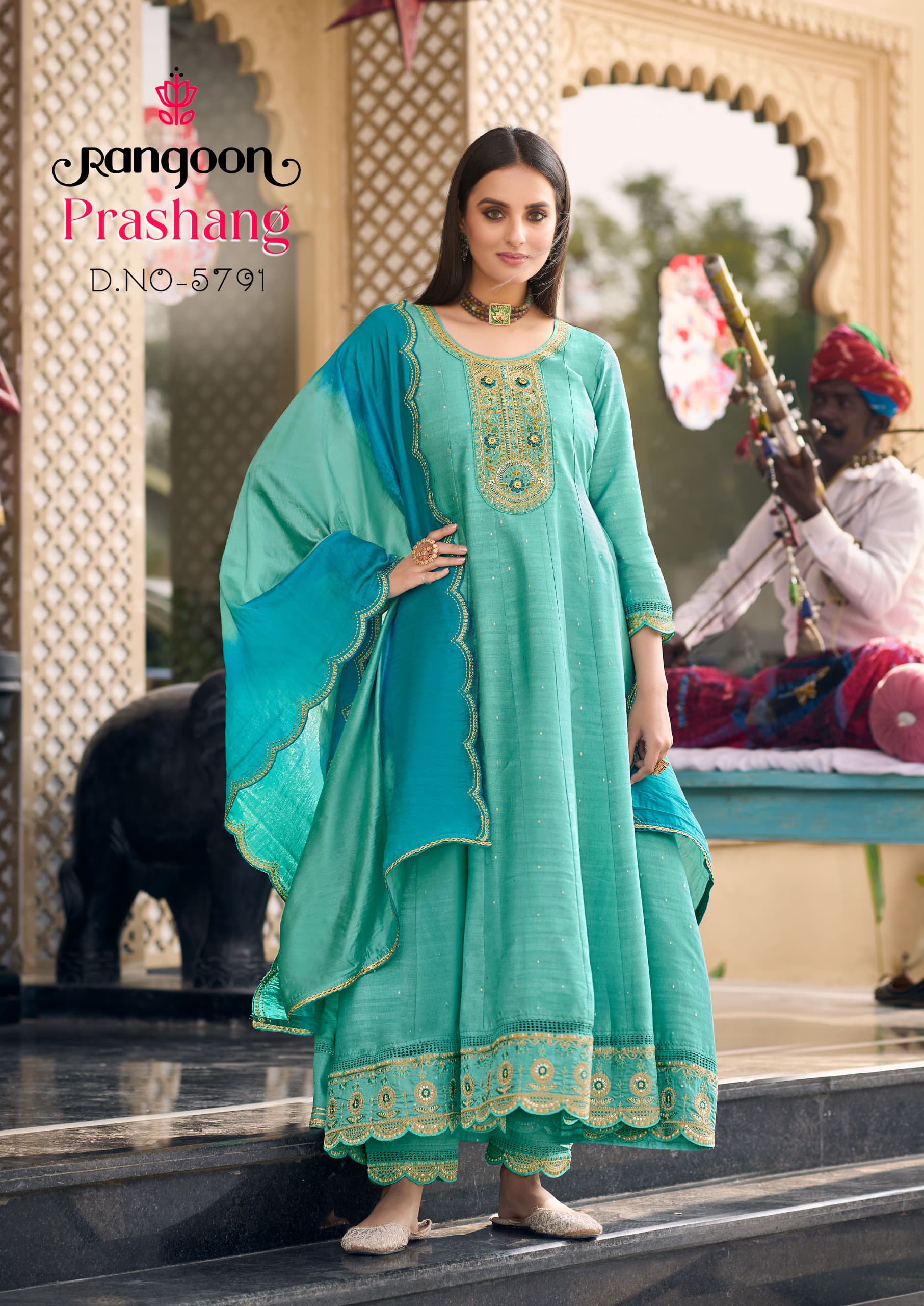 Rangoon Prashang Viscose Jacquard Wholesale Anarkali Style Readymade Suit Collection - Image 4