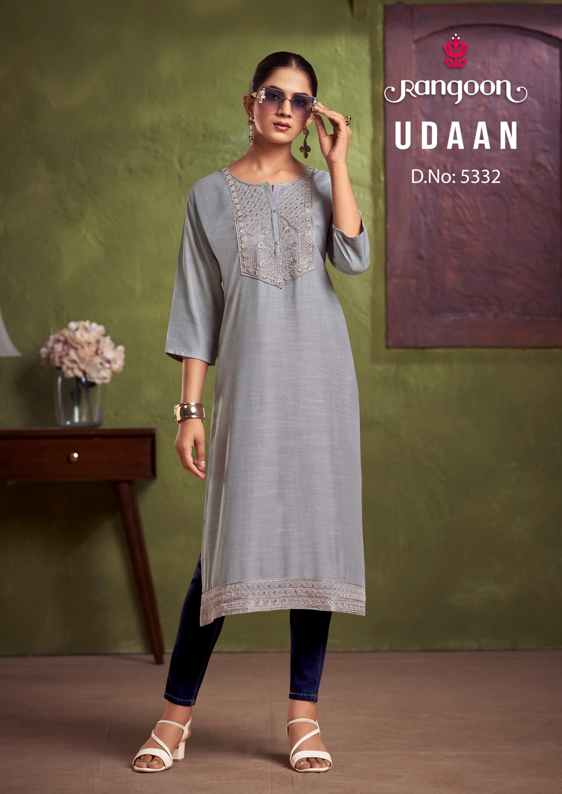 Rangoon Udaan Viscose Embroidered Wholesale Kurti Collection