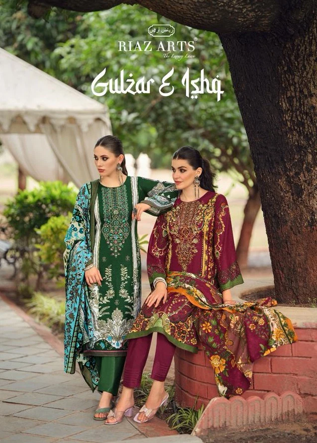 Riaz Arts Gulzar E Ishq Lawn Digital Printed Wholesale Pakistani Dress Material Collection