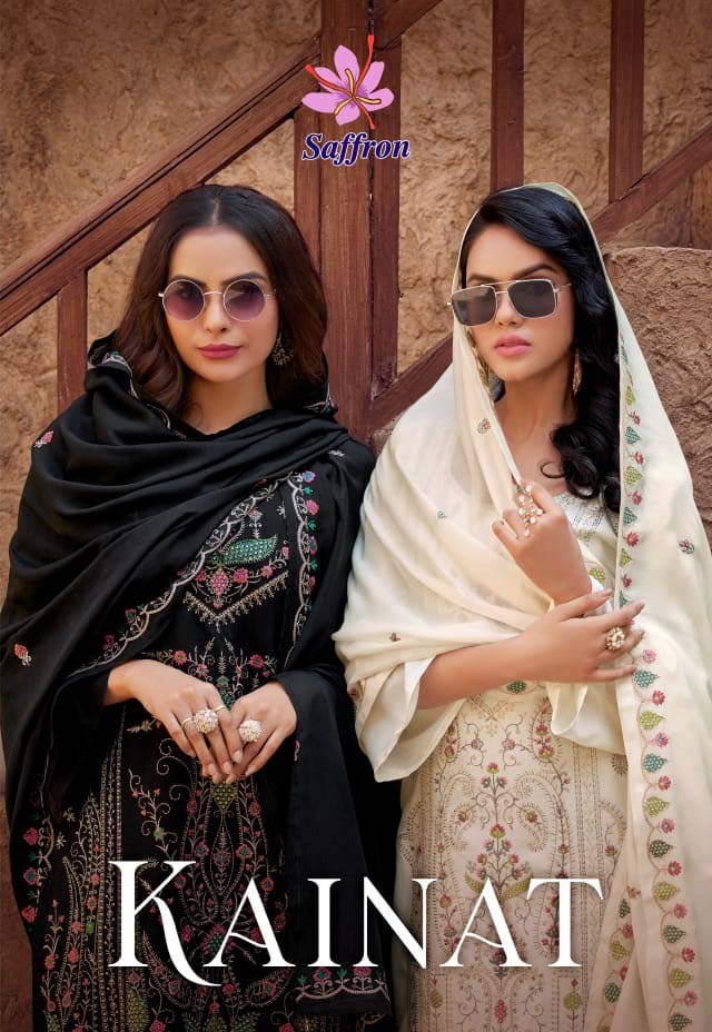 Saffron Kainat Viscose Bember Maslin Dyed Wholesale Fancy Salwar Suit Catalog