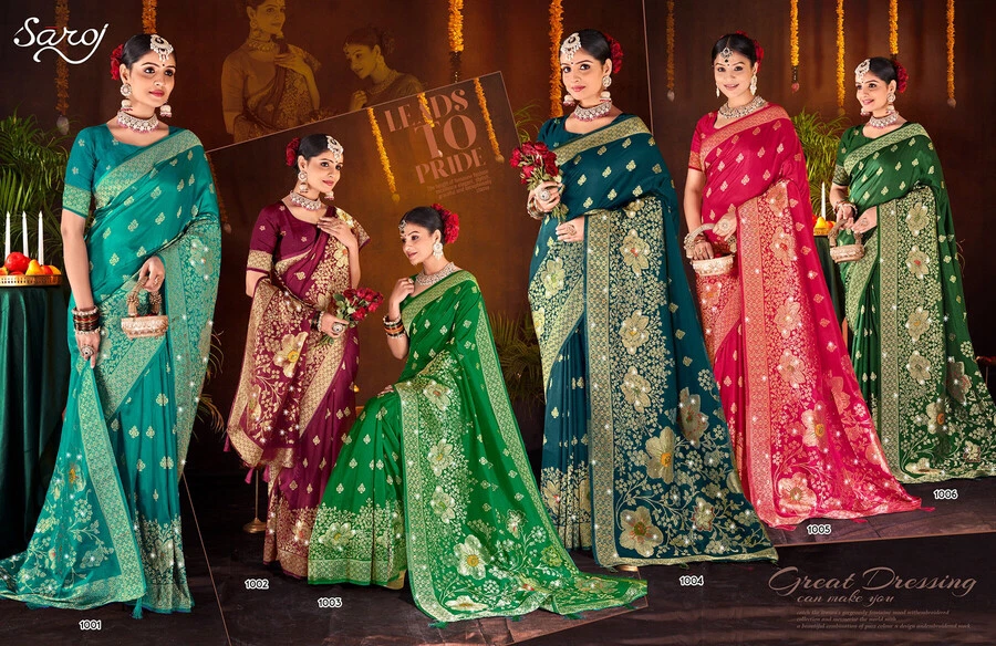 Saroj Yodhya Dola Saroski Vol 1 Soft Dola Silk Wholesale Fancy Saree Collection - Image 8