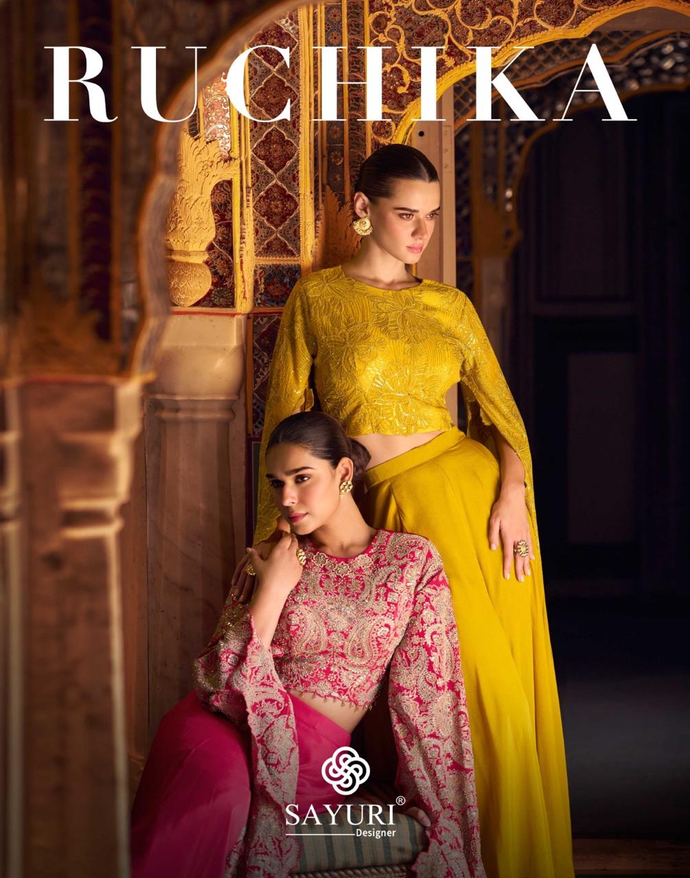 Sayuri Designer Ruchika Remium Real Chinon Silk Wholesale Designer Indo Western Catalog