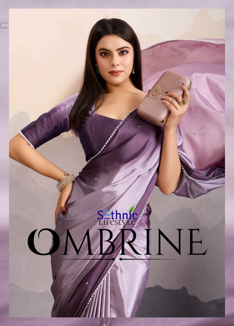 Sethnic Ombrine Crepe Satin Silk Wholesale Sarees Collection