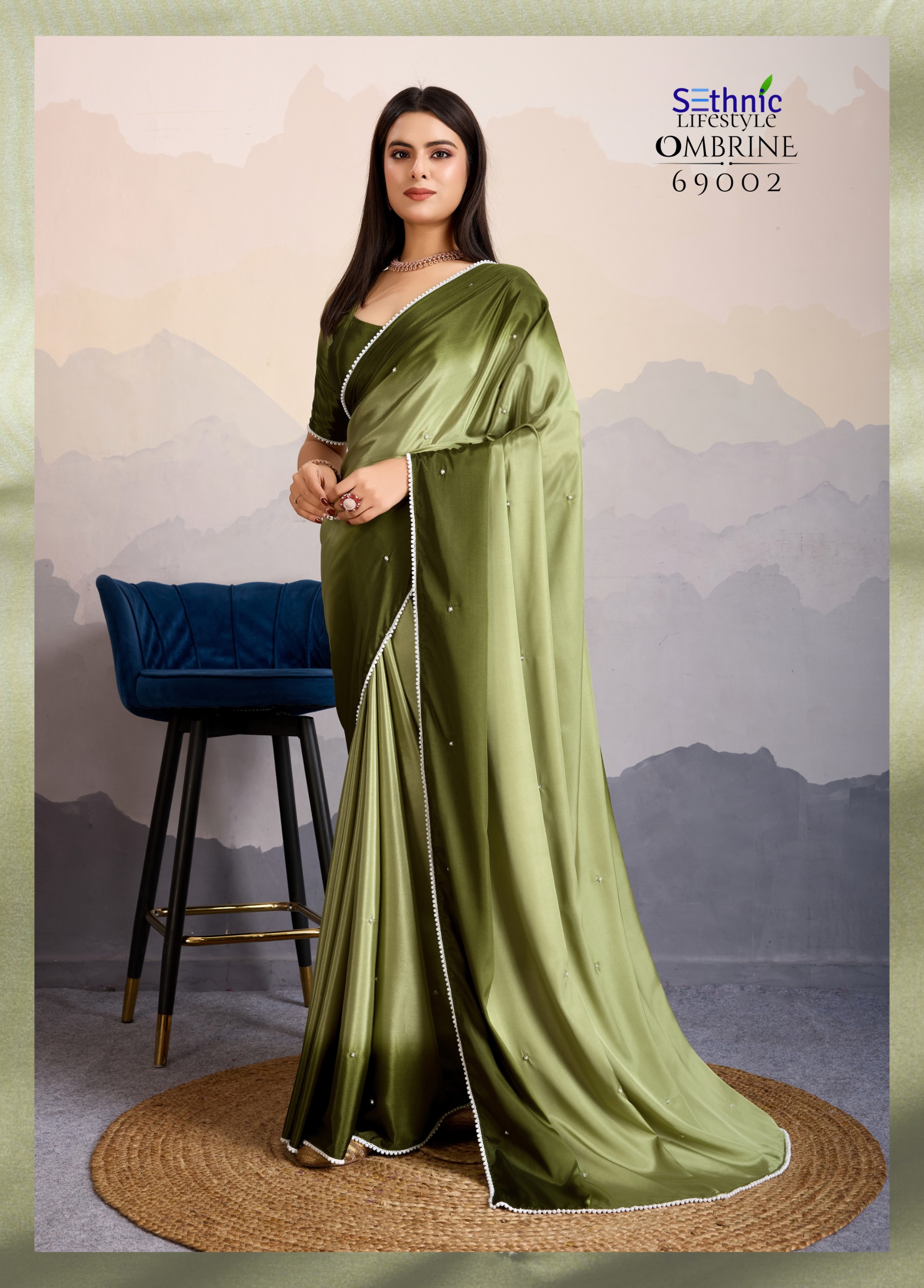 Sethnic Ombrine Crepe Satin Silk Wholesale Sarees Collection - Image 4
