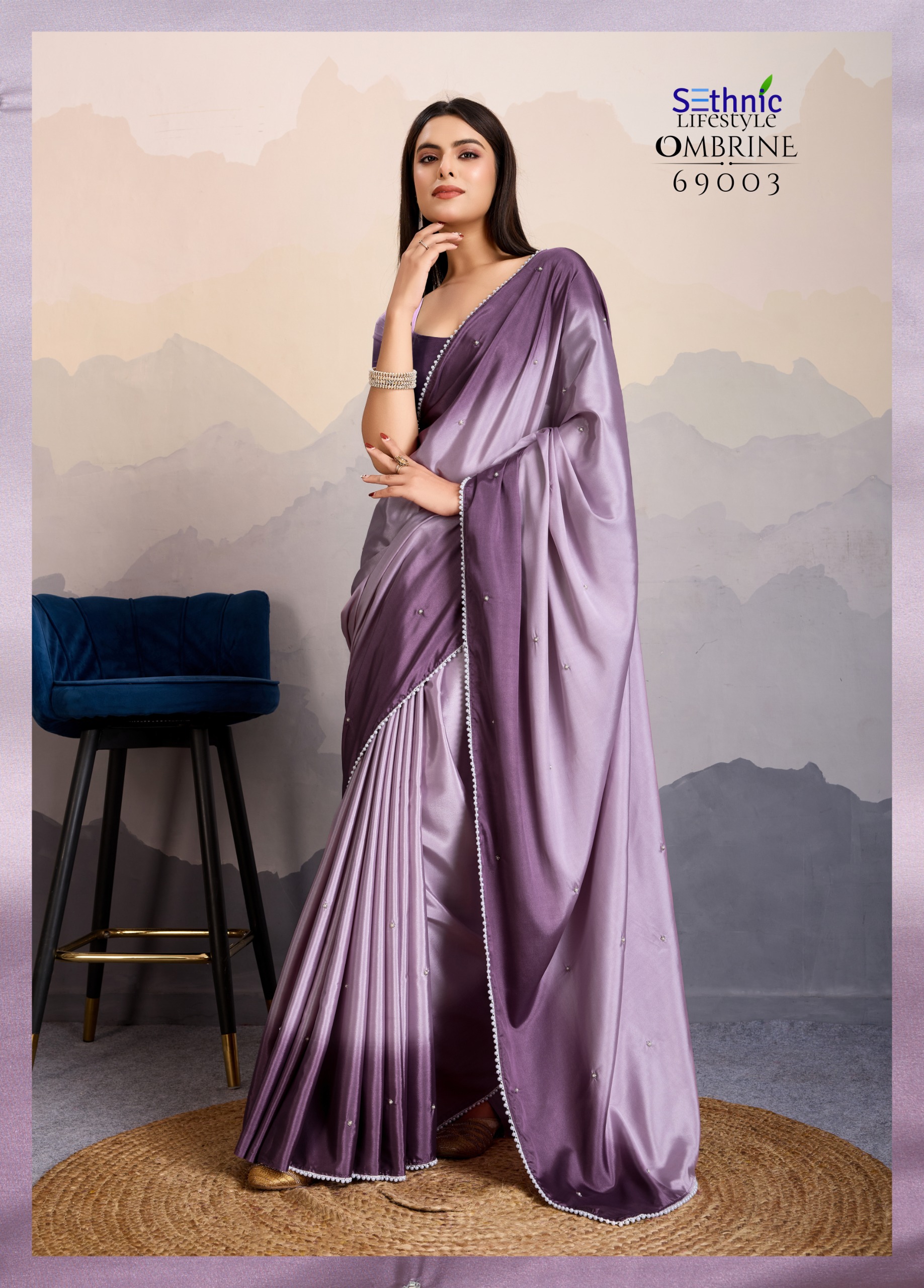 Sethnic Ombrine Crepe Satin Silk Wholesale Sarees Collection - Image 6