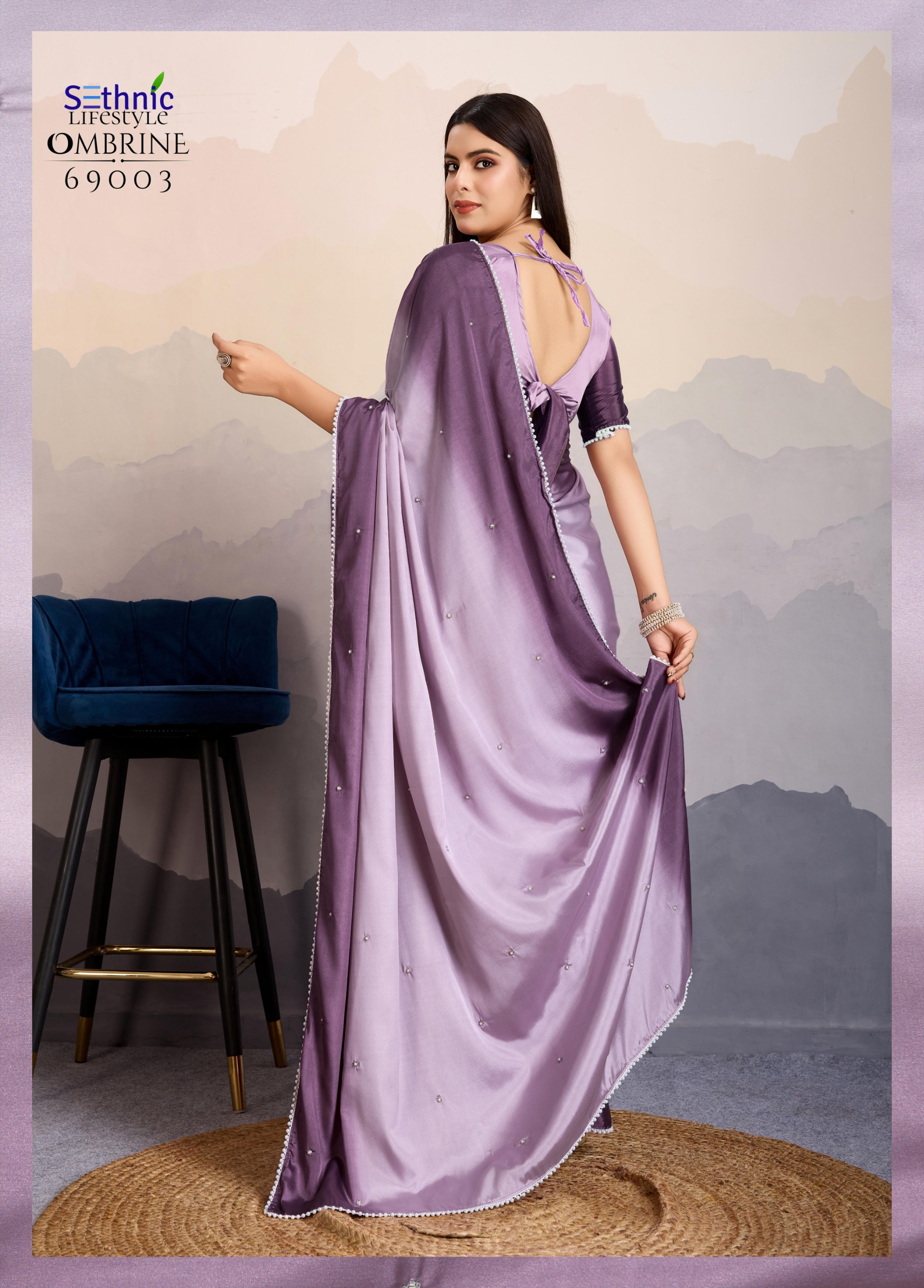 Sethnic Ombrine Crepe Satin Silk Wholesale Sarees Collection - Image 7