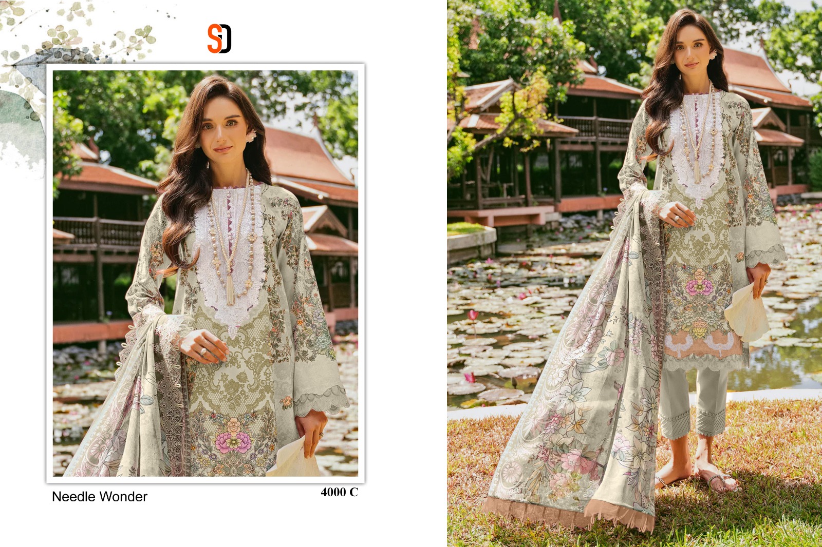 Sharaddha Designer Needle Wonder Vol-04 Chiffon Dupatta Wholesale Pakistani Salwar Suit Catalog - Image 3