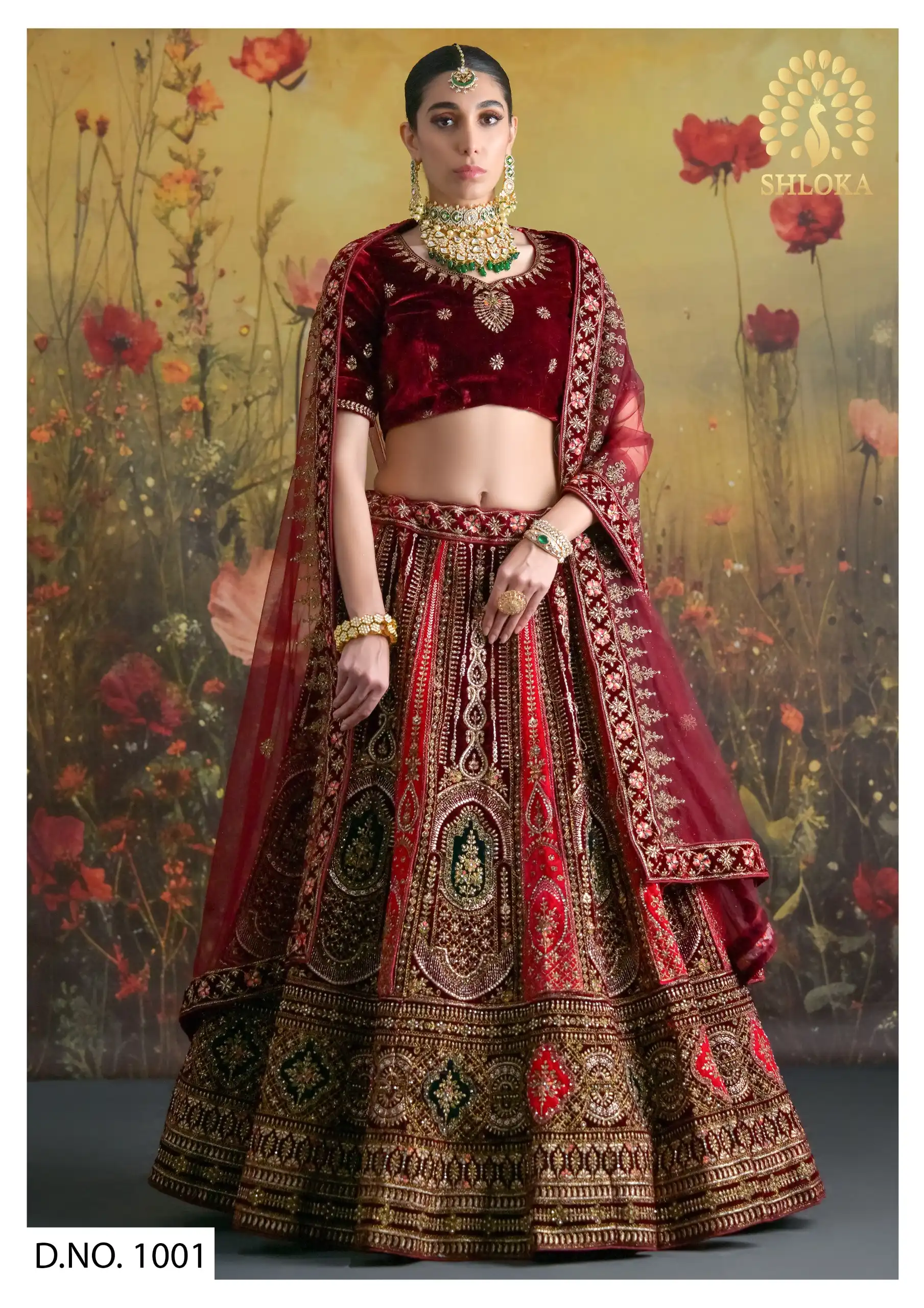 Shloka Designer-1001 Velvet Bridal Lehenga.