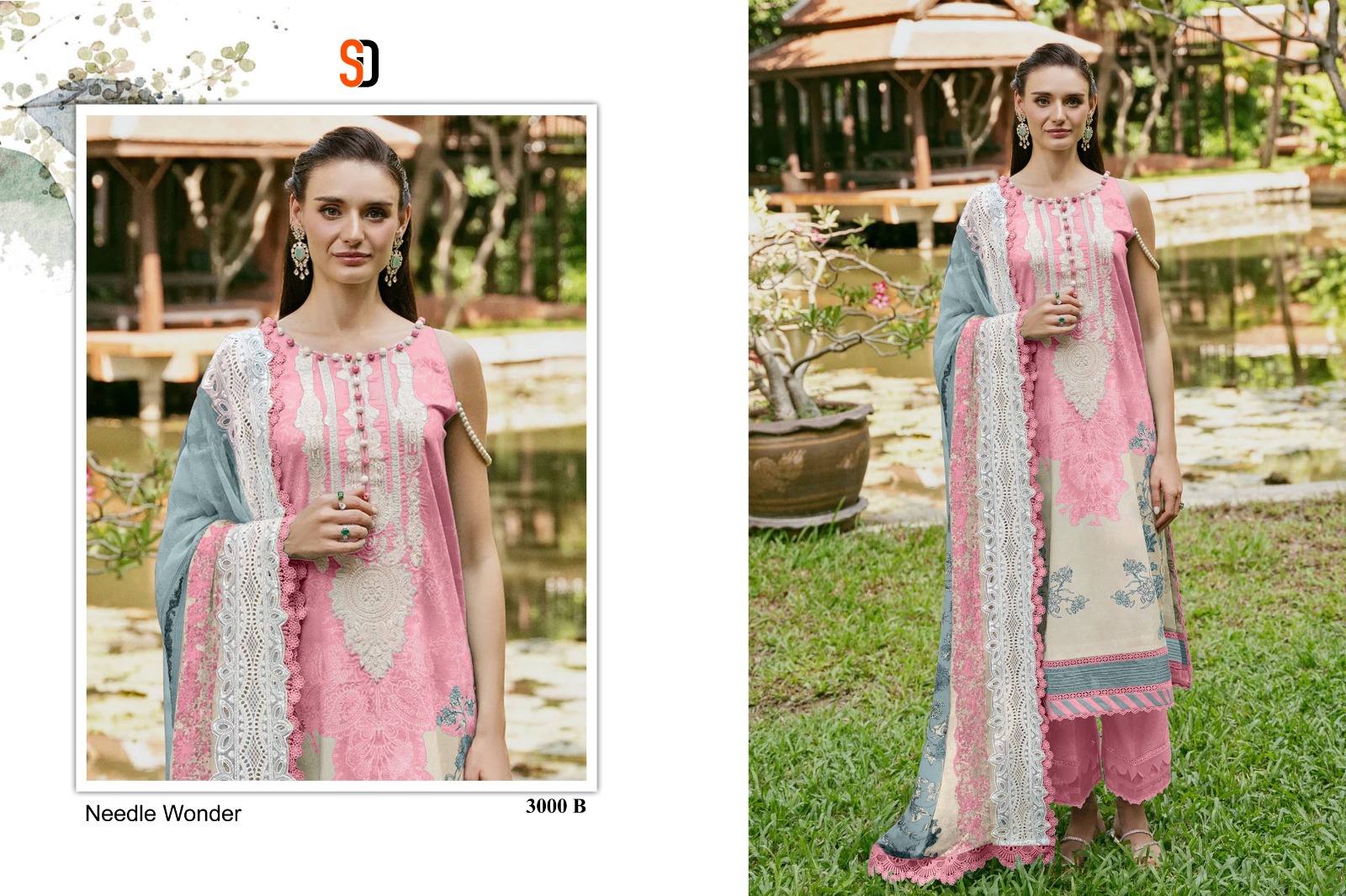 Shraddha Needle Wonder Vol 3 Cotton Dupatta Wholesale Pakistani Salwar Suit Catalog - Image 2