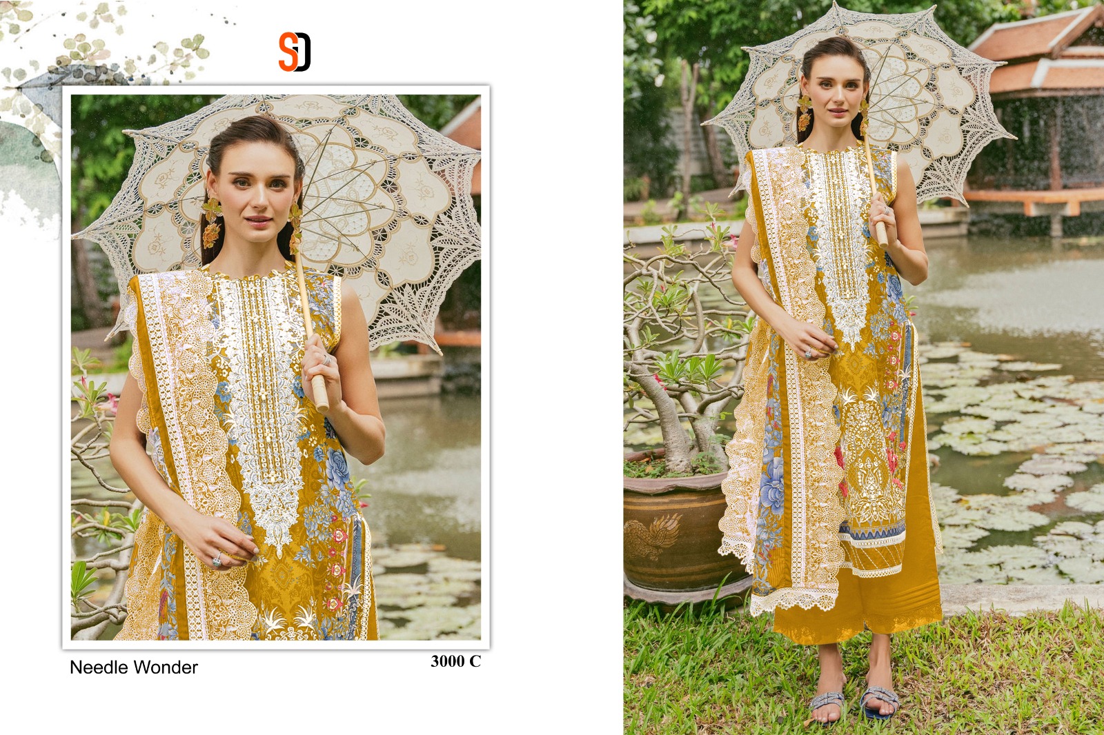 Shraddha Needle Wonder Vol 3 Cotton Dupatta Wholesale Pakistani Salwar Suit Catalog - Image 3