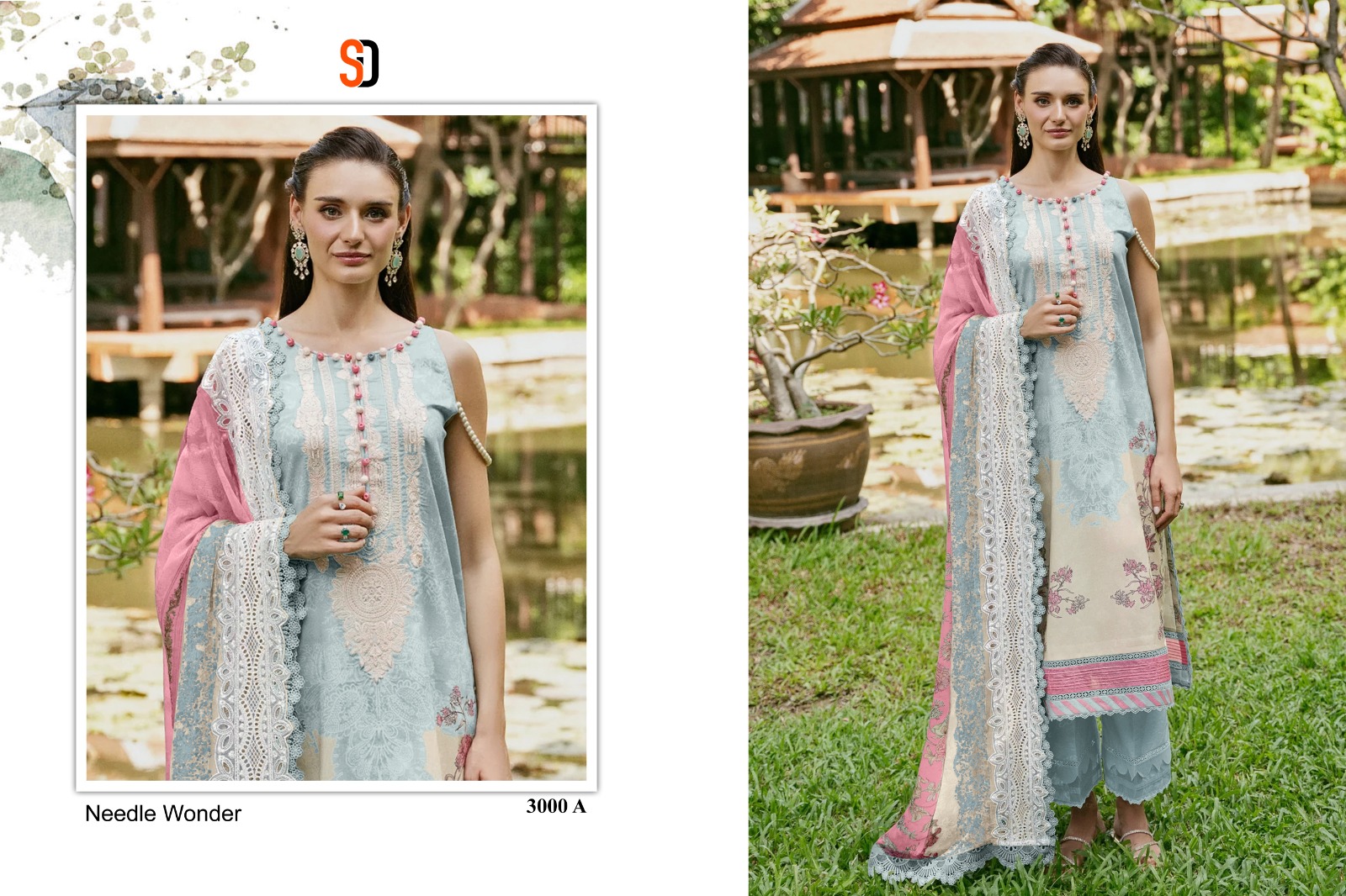 Shraddha Needle Wonder Vol 3 Chiffon Dupatta Wholesale Pakistani Salwar Suit Catalog - Image 4