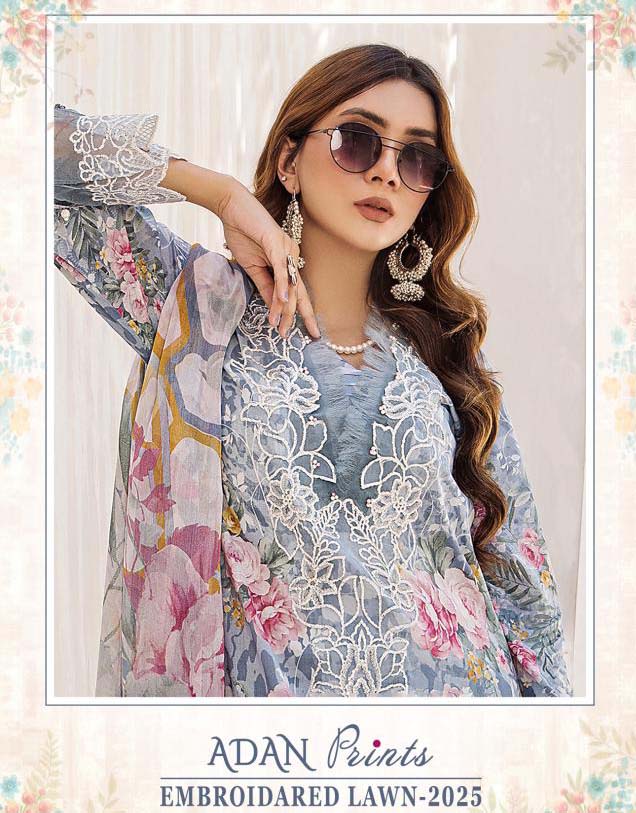 Shree Adan Prints Embroidered Lawn 2025 Chiffon Dupatta Wholesale Pakistani Salwar Suit Catalog