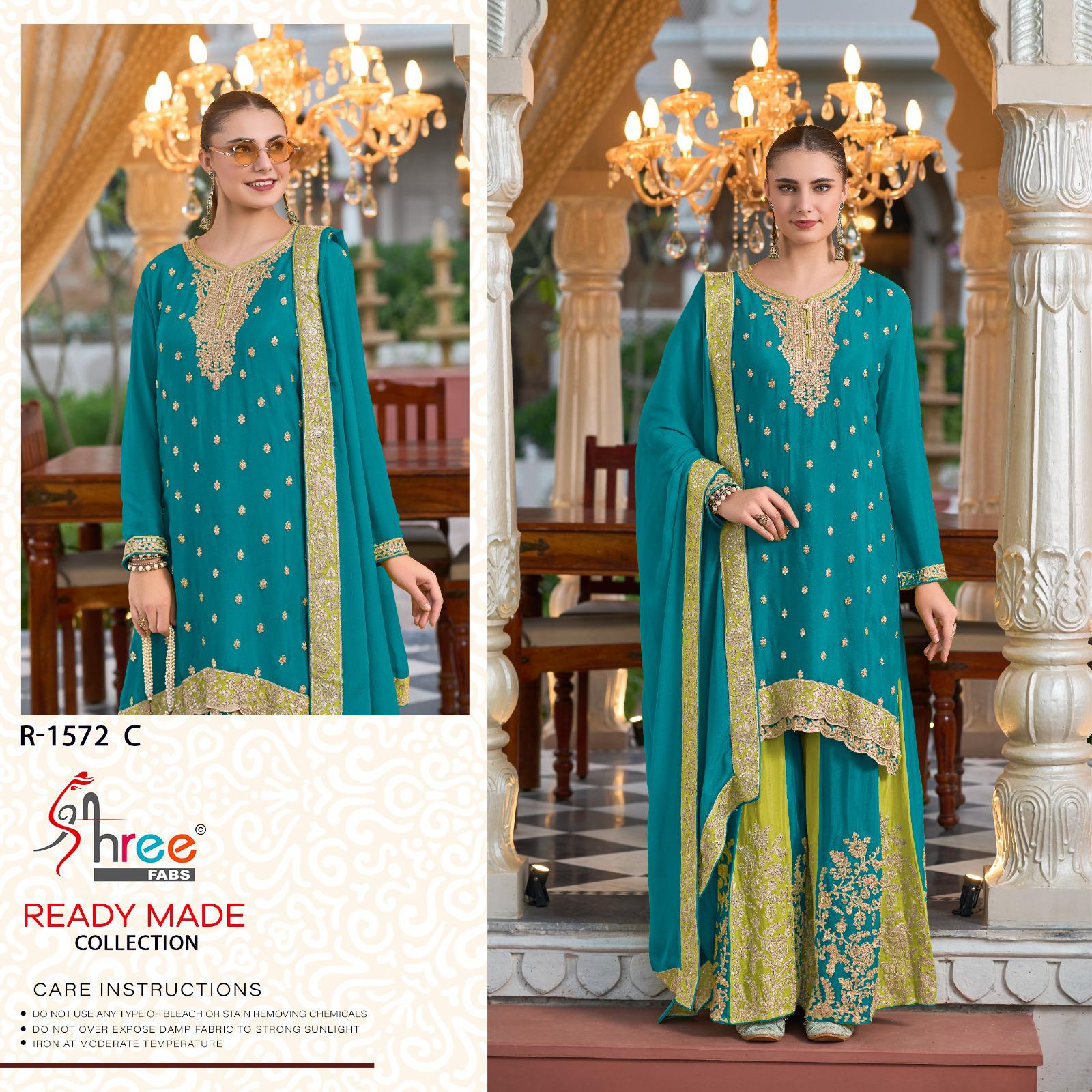 Shree R 1572 Chinon Wholesale Readymade Pakistani Salwar Suits Catalog - Image 3