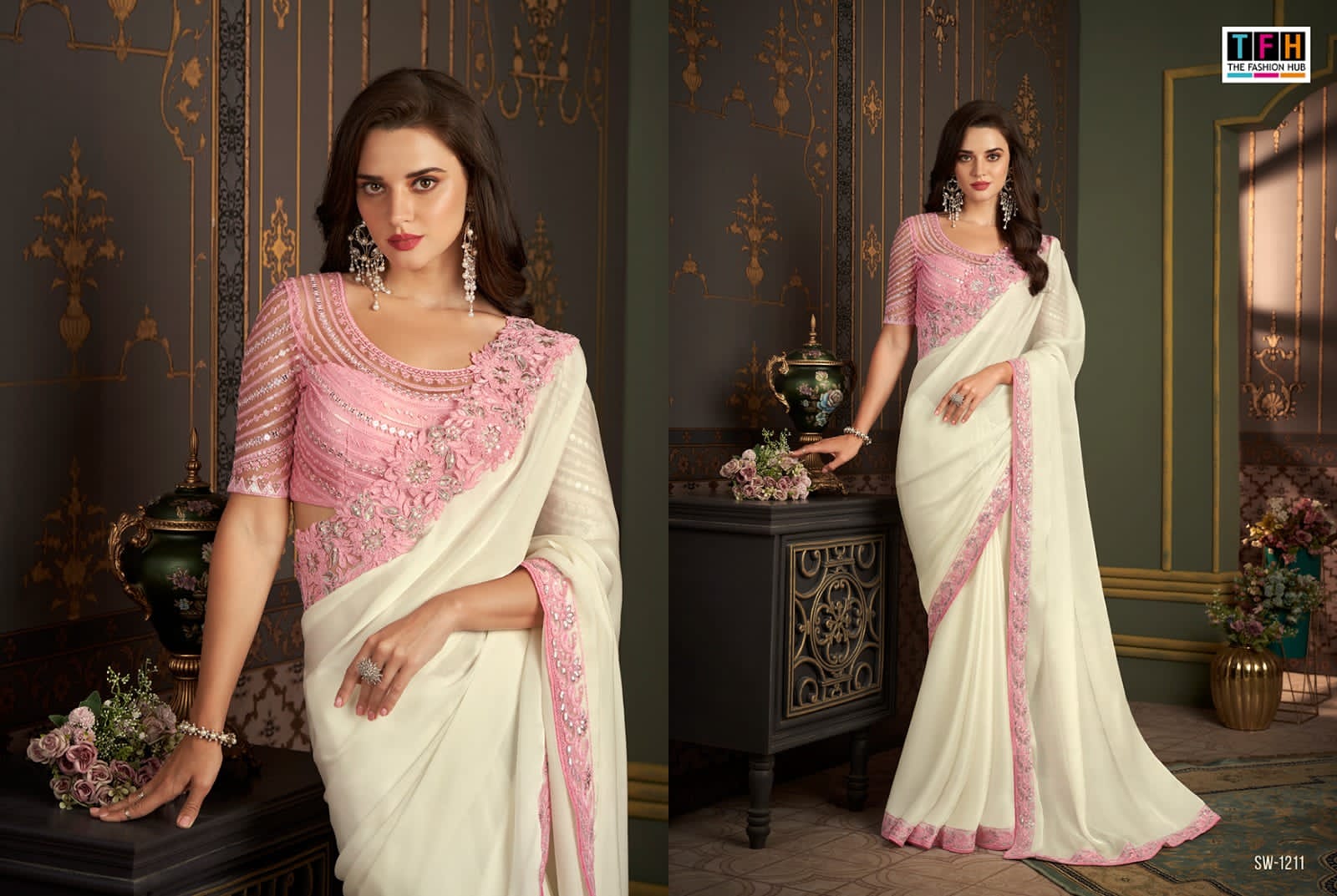 Tfh Sw-1211 Rainbow Silk Wholesale Designer Saree Collection - Image 2