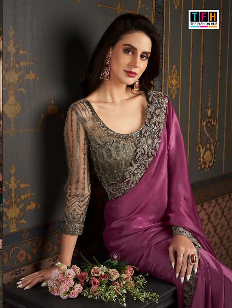 Tfh Sw-1216 Sartin Silk Wholesale Designer Saree Collection