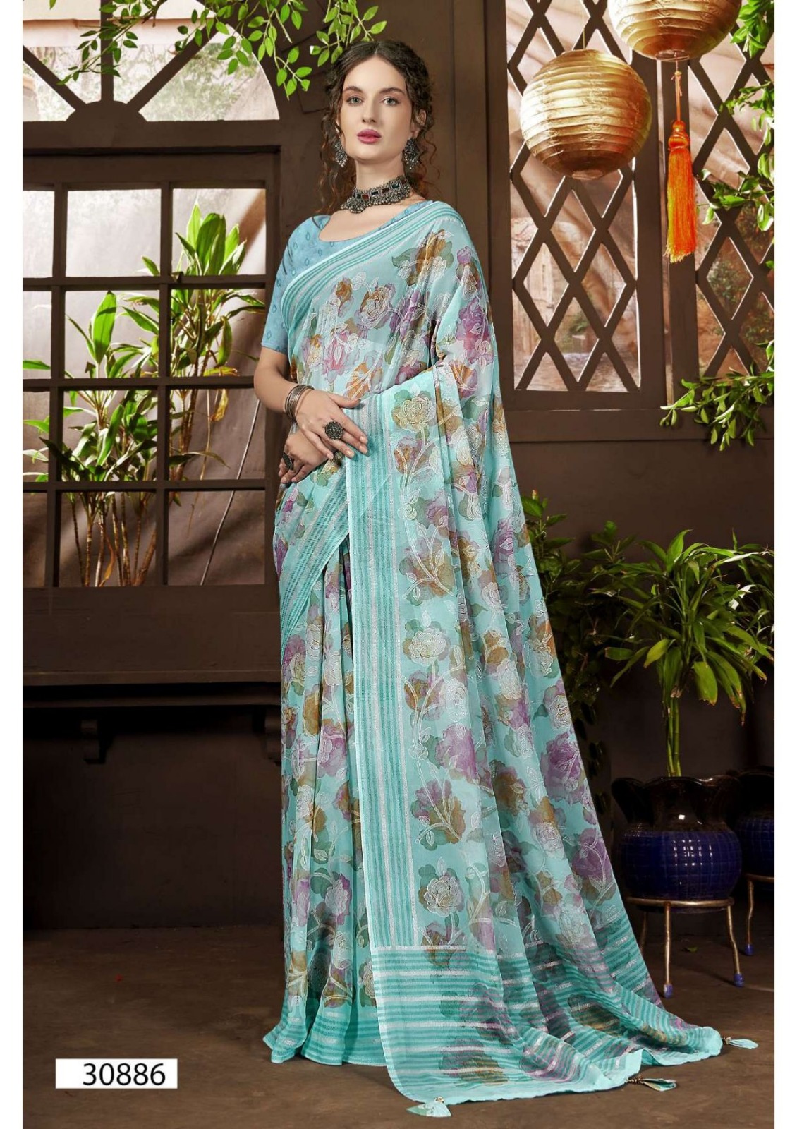 Vallabhi Prints Kimora-13 Georgette Wholesale Fancy Sarees Catalog — Wholesale Sarees, Vallabhi Prints wholesale from Surat — view 3