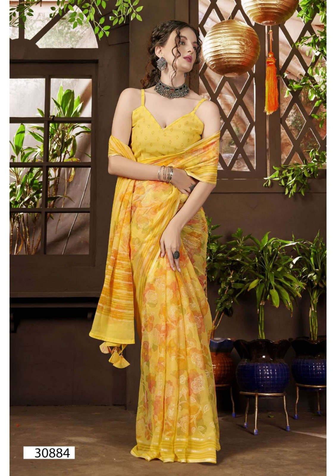 Vallabhi Prints Kimora-13 Georgette Wholesale Fancy Sarees Catalog — Wholesale Sarees, Vallabhi Prints wholesale from Surat — view 7