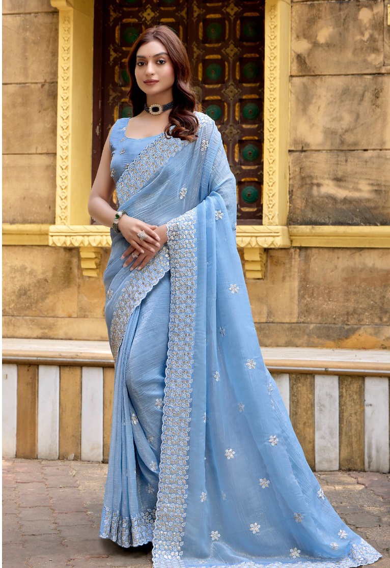 Vardan Ethnic Designer Crunchy Chiffon Saree Collection (101A to 101D)