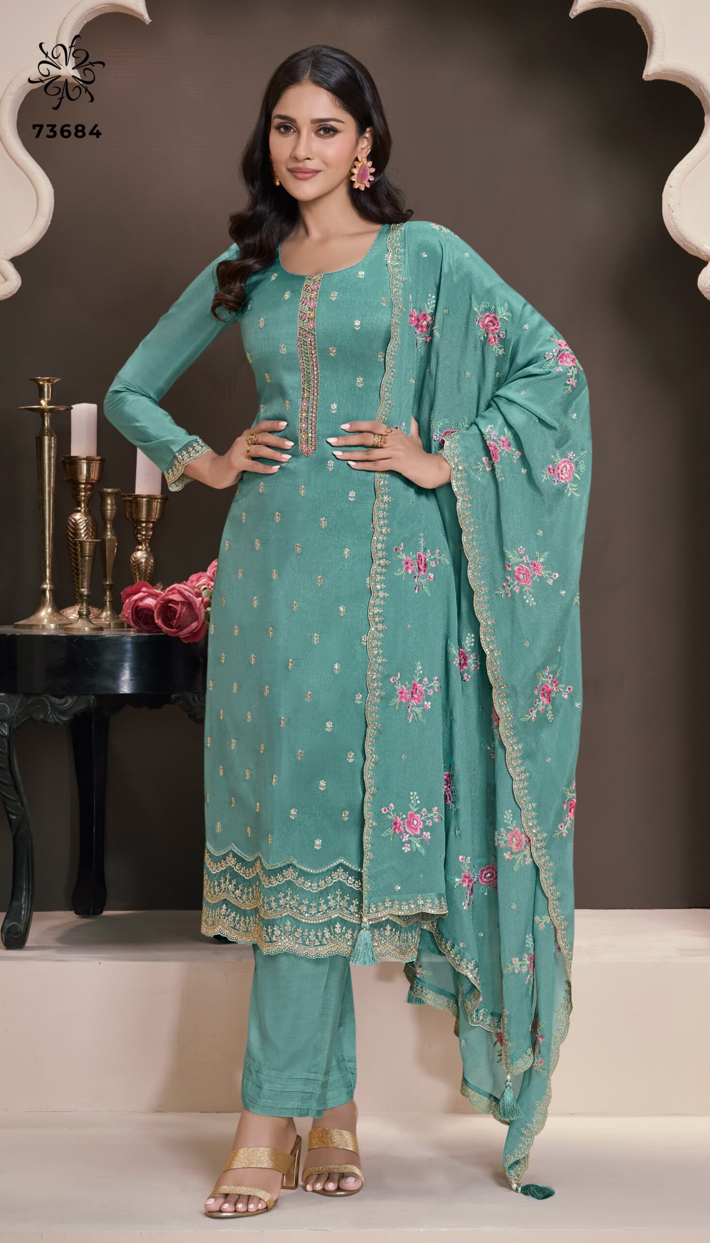 Vinay Kuleesh Zarkan Munga Silk Wholesale Designer Salwar Suit Catalog - Image 4