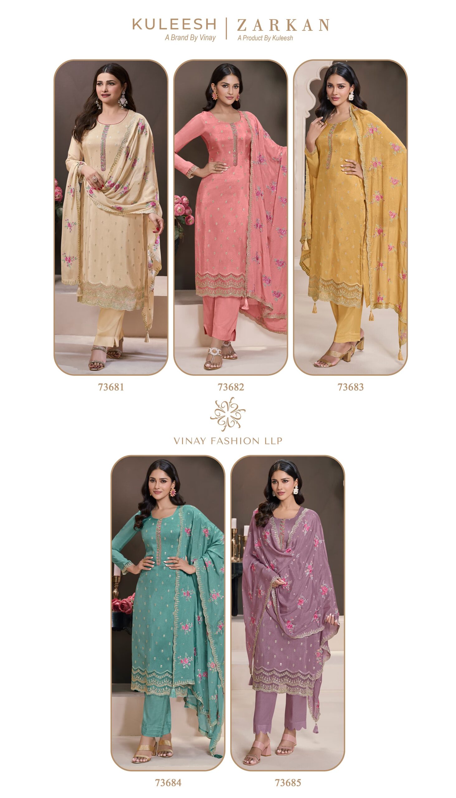 Vinay Kuleesh Zarkan Munga Silk Wholesale Designer Salwar Suit Catalog - Image 7