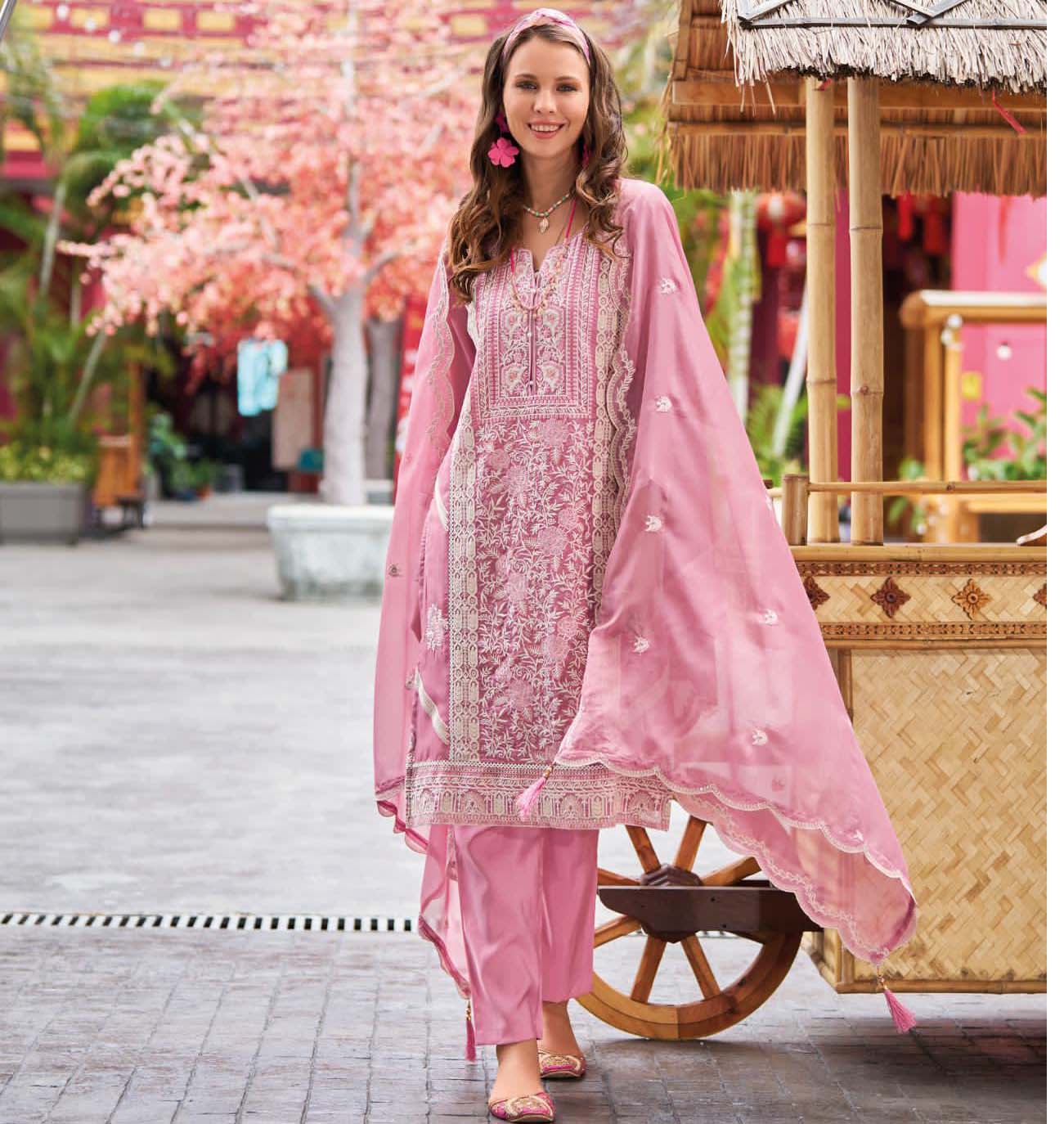Alvina Zaveri Soft Blooming Organza Wholesale Pakistani Readymade Salwar Suit Catalog