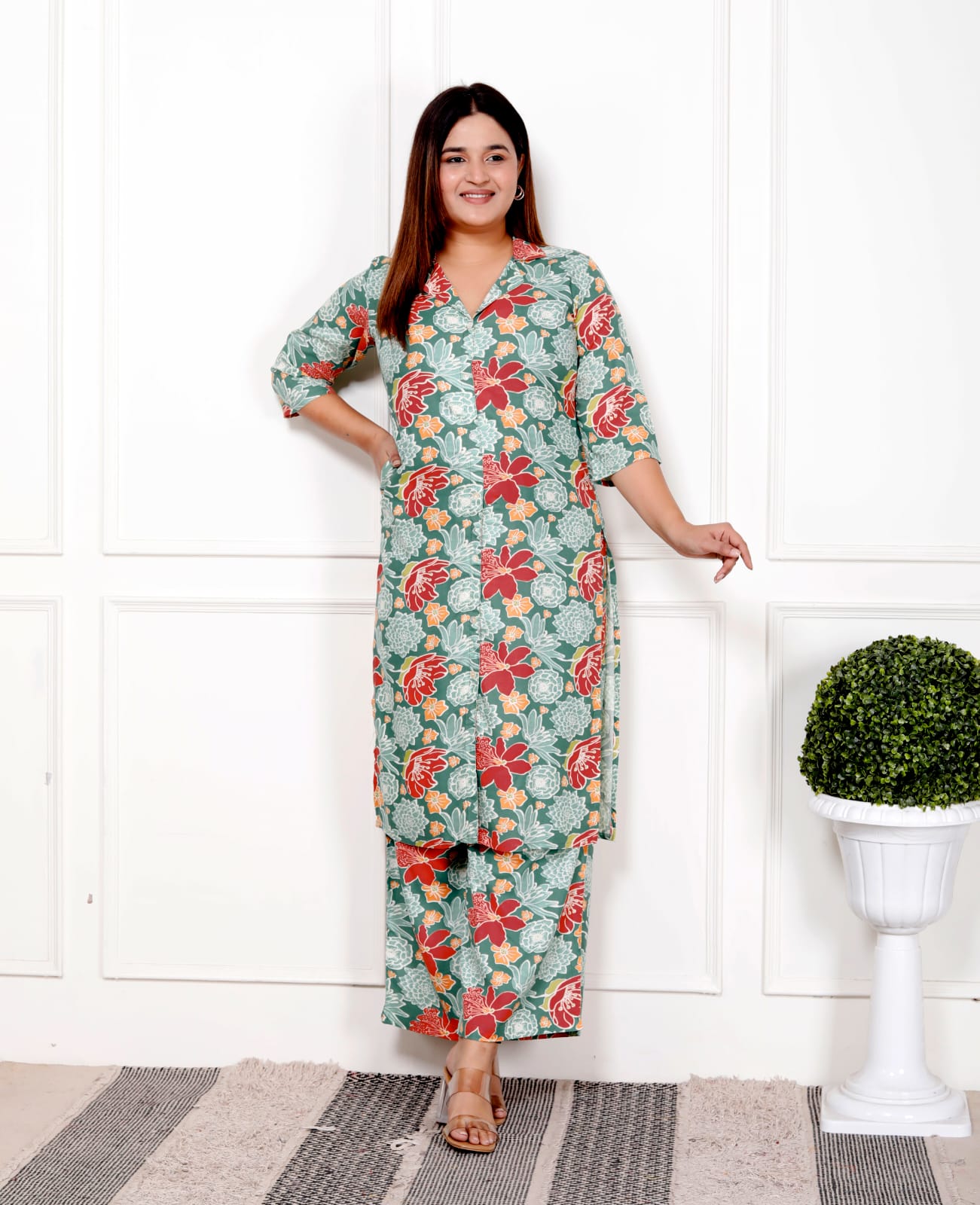 Vardan Ethnic Flora Vol 1 Rayon Wholesale Kurti With Plazo Catalog - Image 5